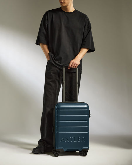 Expandable Carry-on Luggage in Mid Blue - Logo