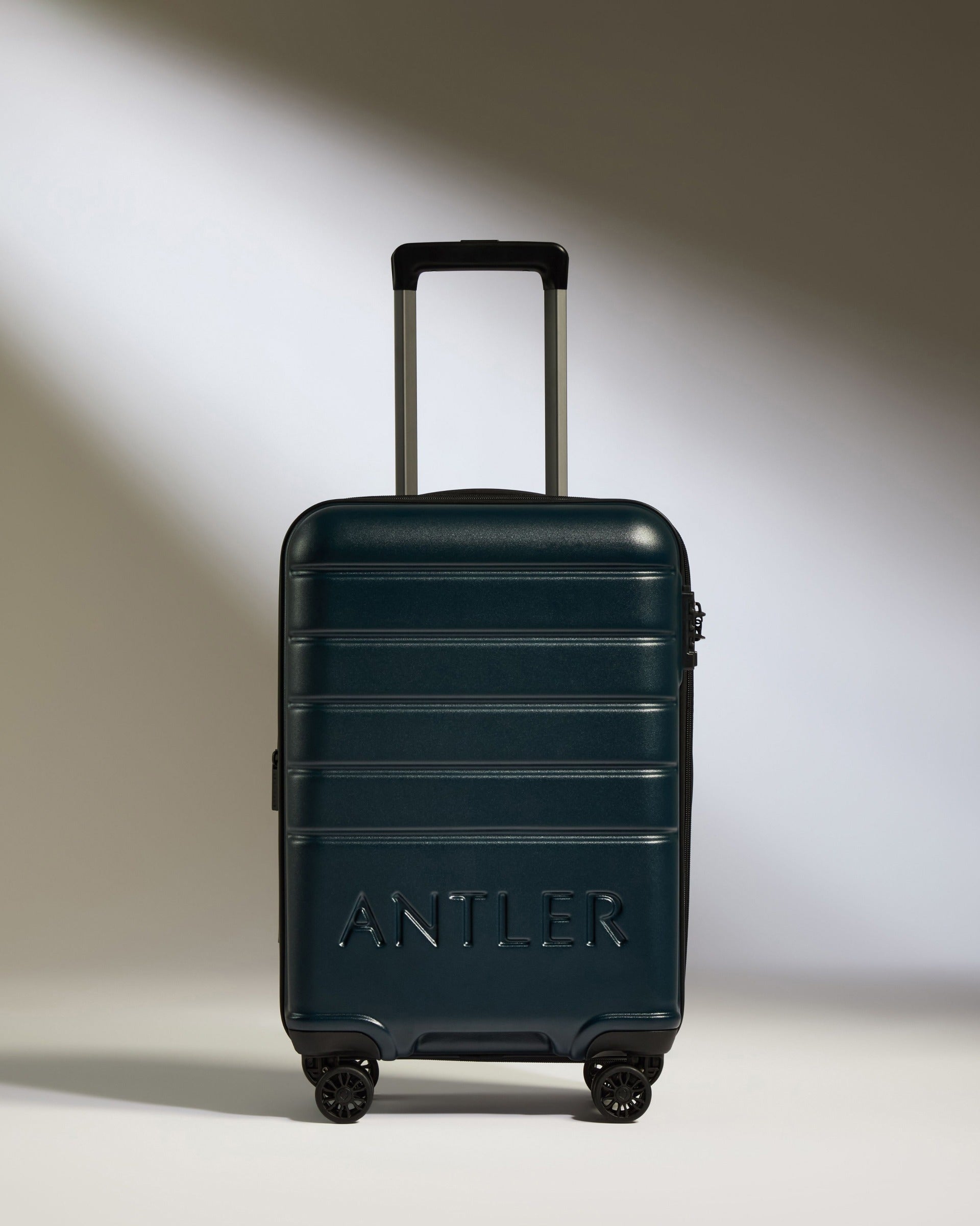 Expandable Carry on Luggage in Midnight Blue Logo Lightweight Hard Shell Luggage Antler Luggage Australia