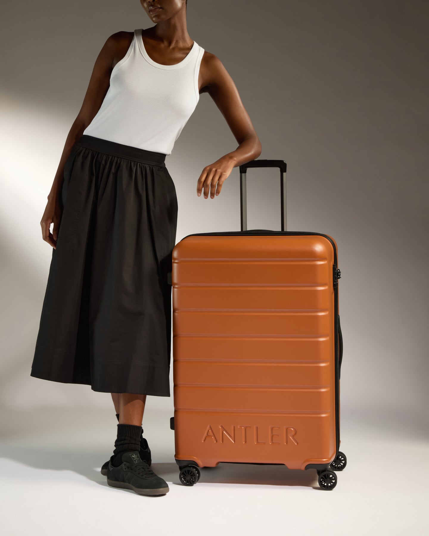 Large Suitcase in Amber - Logo