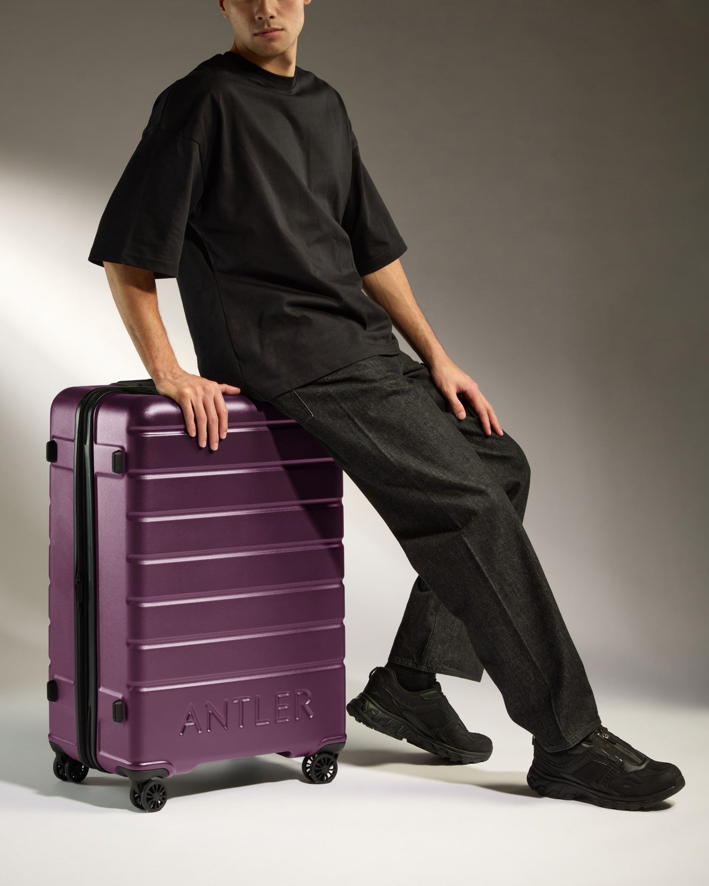 Large Luggage in Dark Heather Purple - Logo