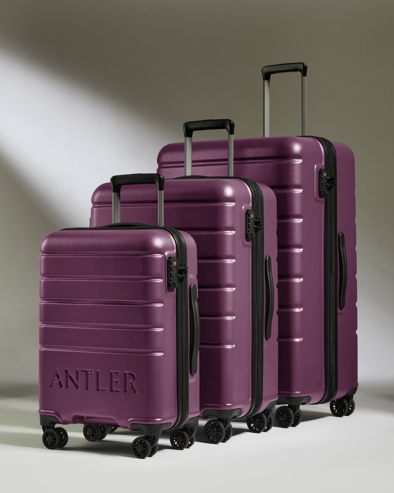 Expandable Carry-on Luggage Set in Dark Heather Purple - Logo