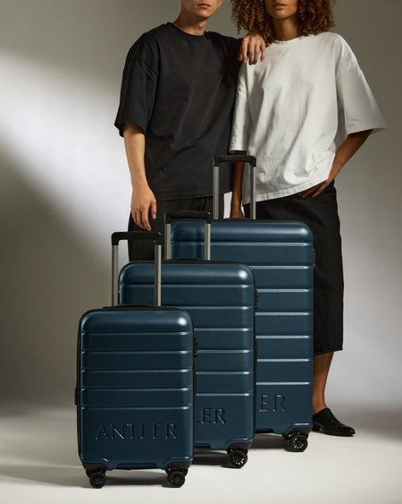 Expandable Carry-on Luggage Set in Mid Blue - Logo