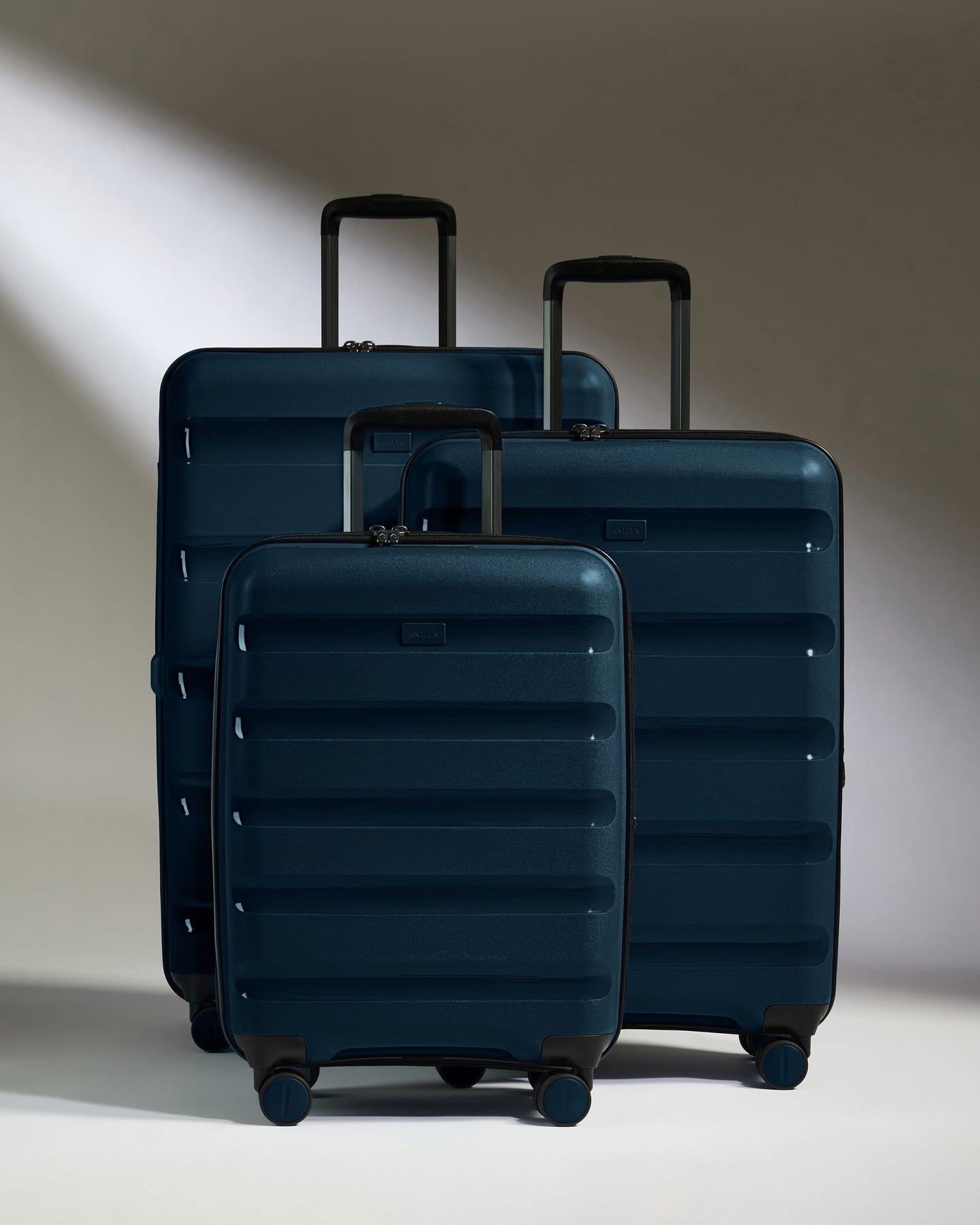 Expandable Cabin Luggage Set in Midnight Blue - Logo Stripe