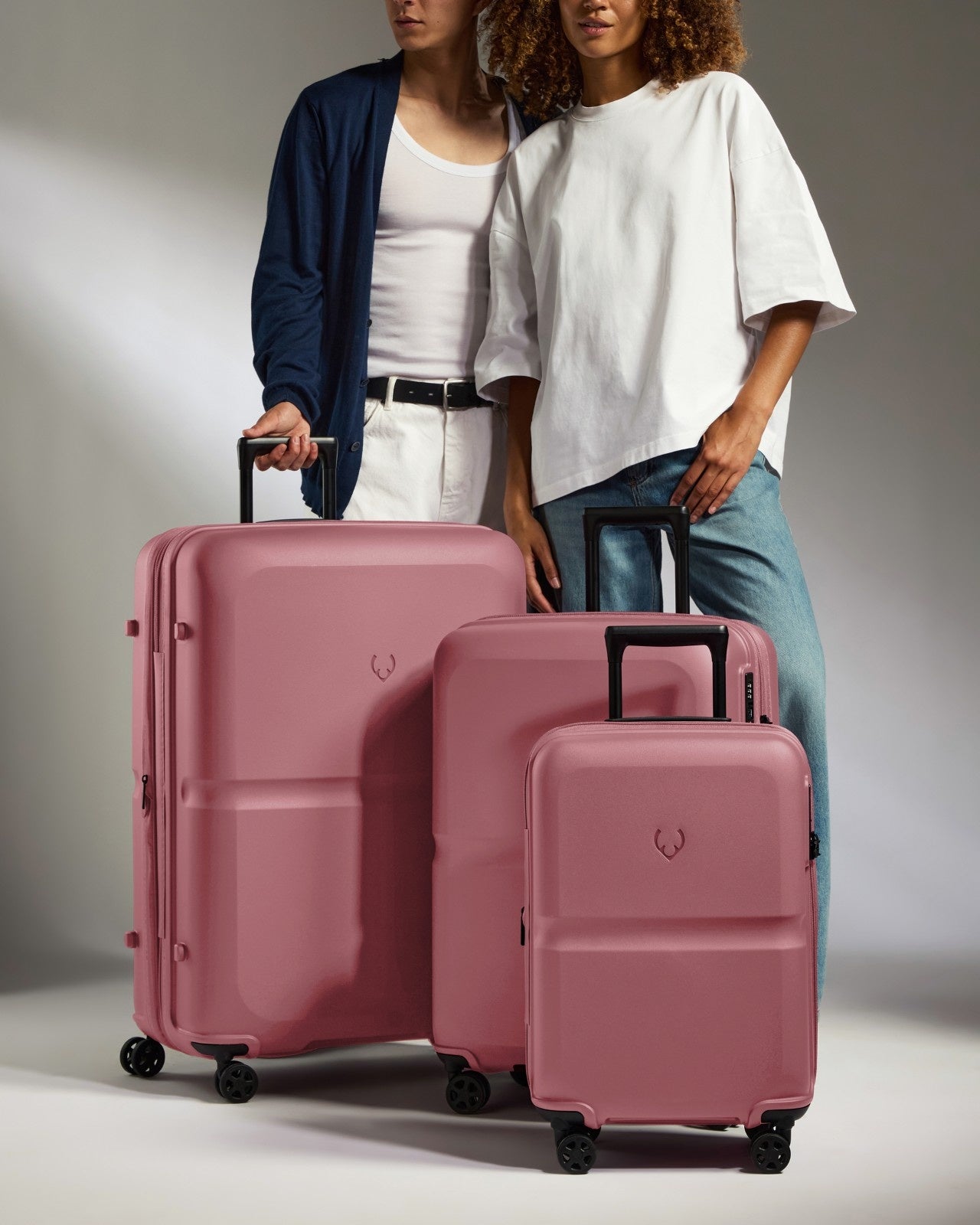 Expandable Carry-on Luggage Set in Clay Pink - Single Stripe