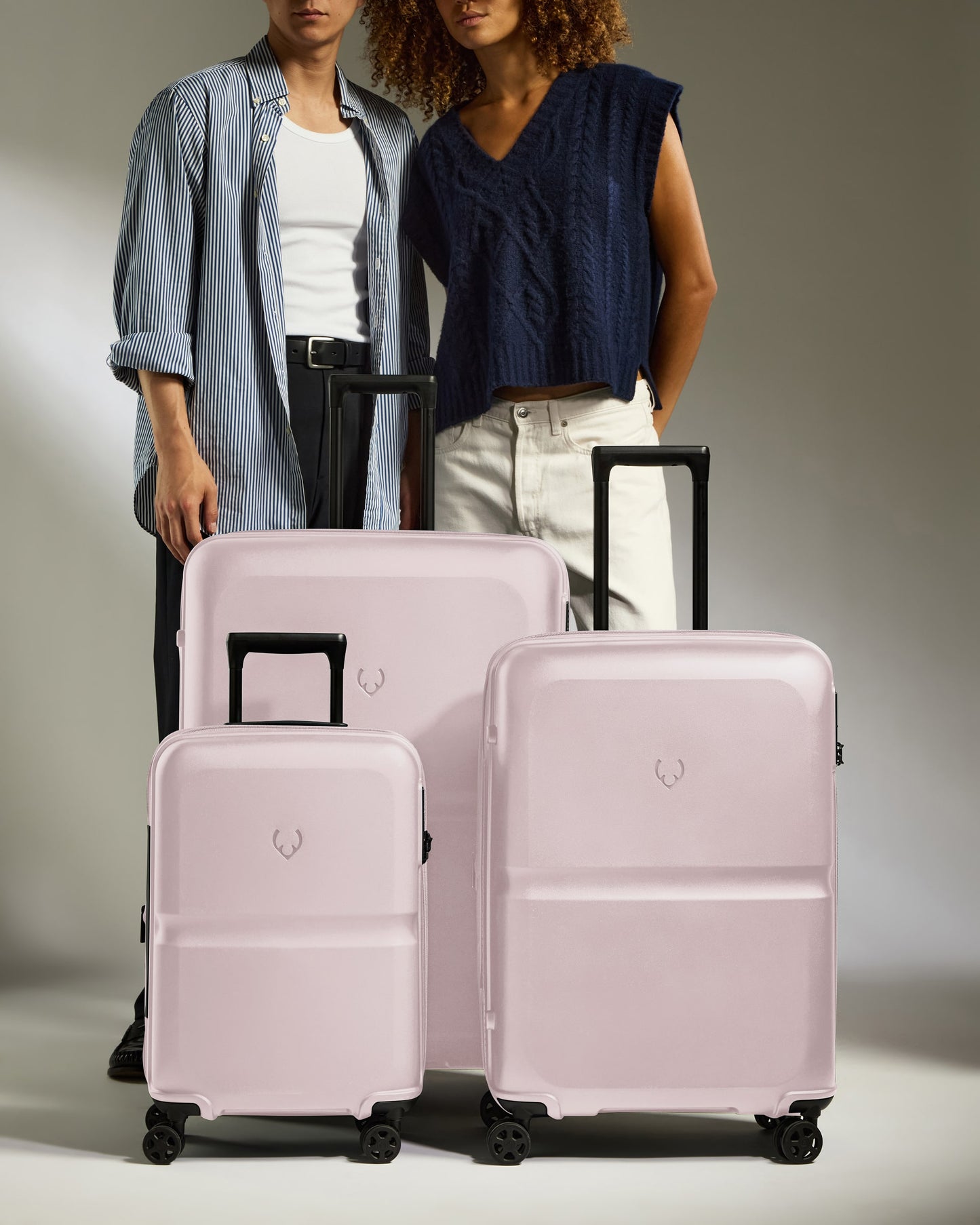 Expandable Carry-on Luggage Set in Dusk Pink - Single Stripe
