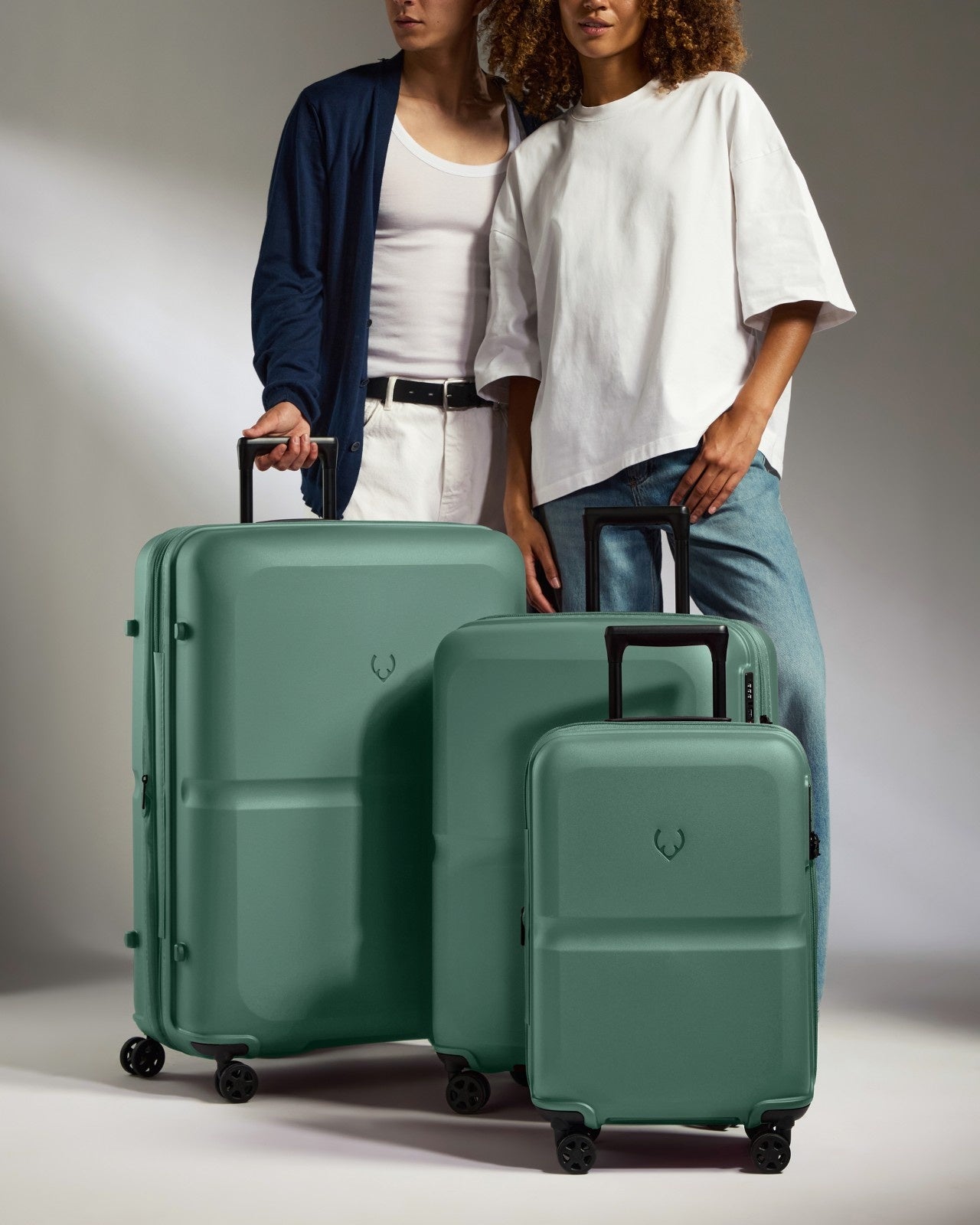 Expandable Carry-on Luggage Set in Seagrass Green - Single Stripe