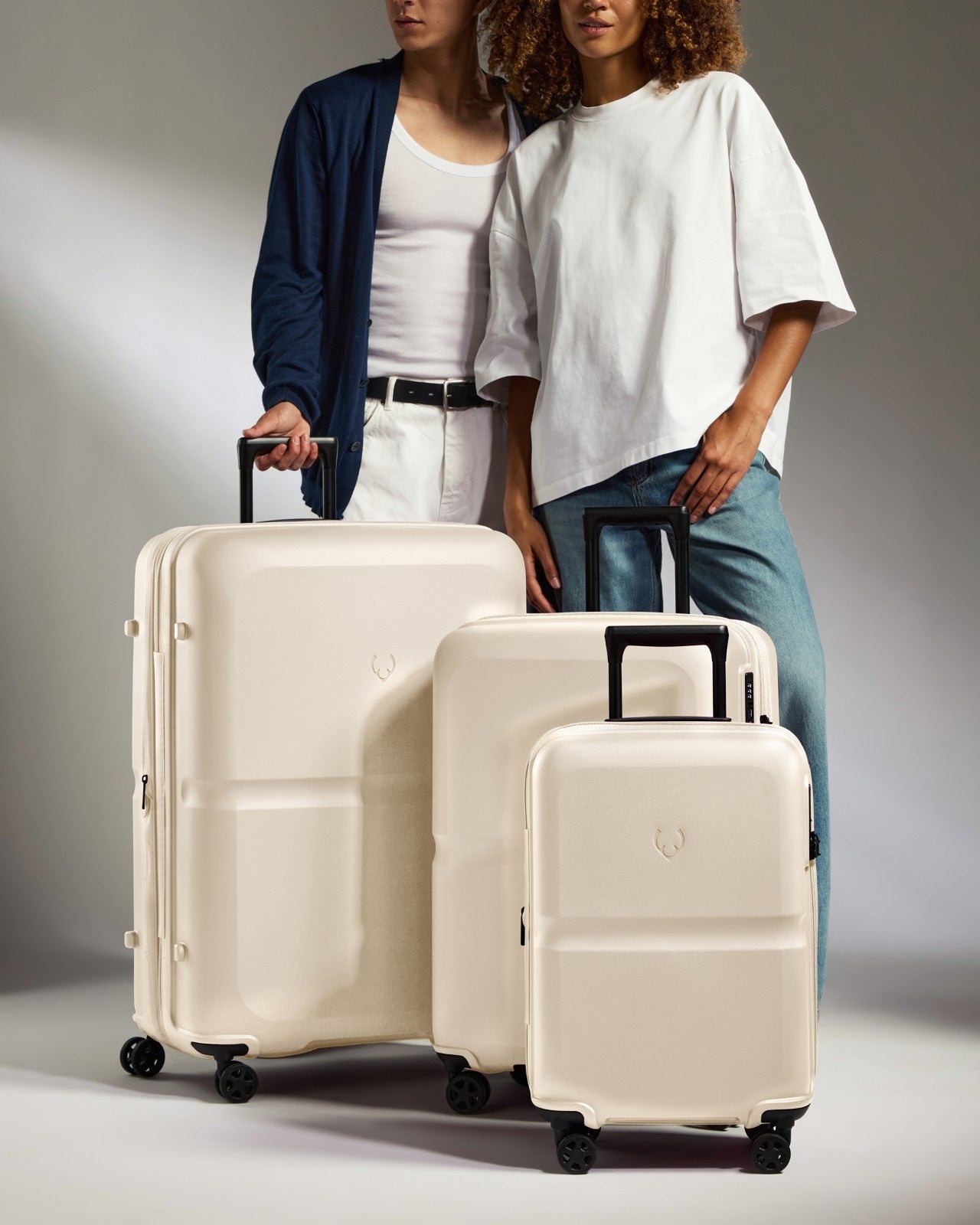 Expandable Carry-on Luggage Set in Wheat Beige - Single Stripe