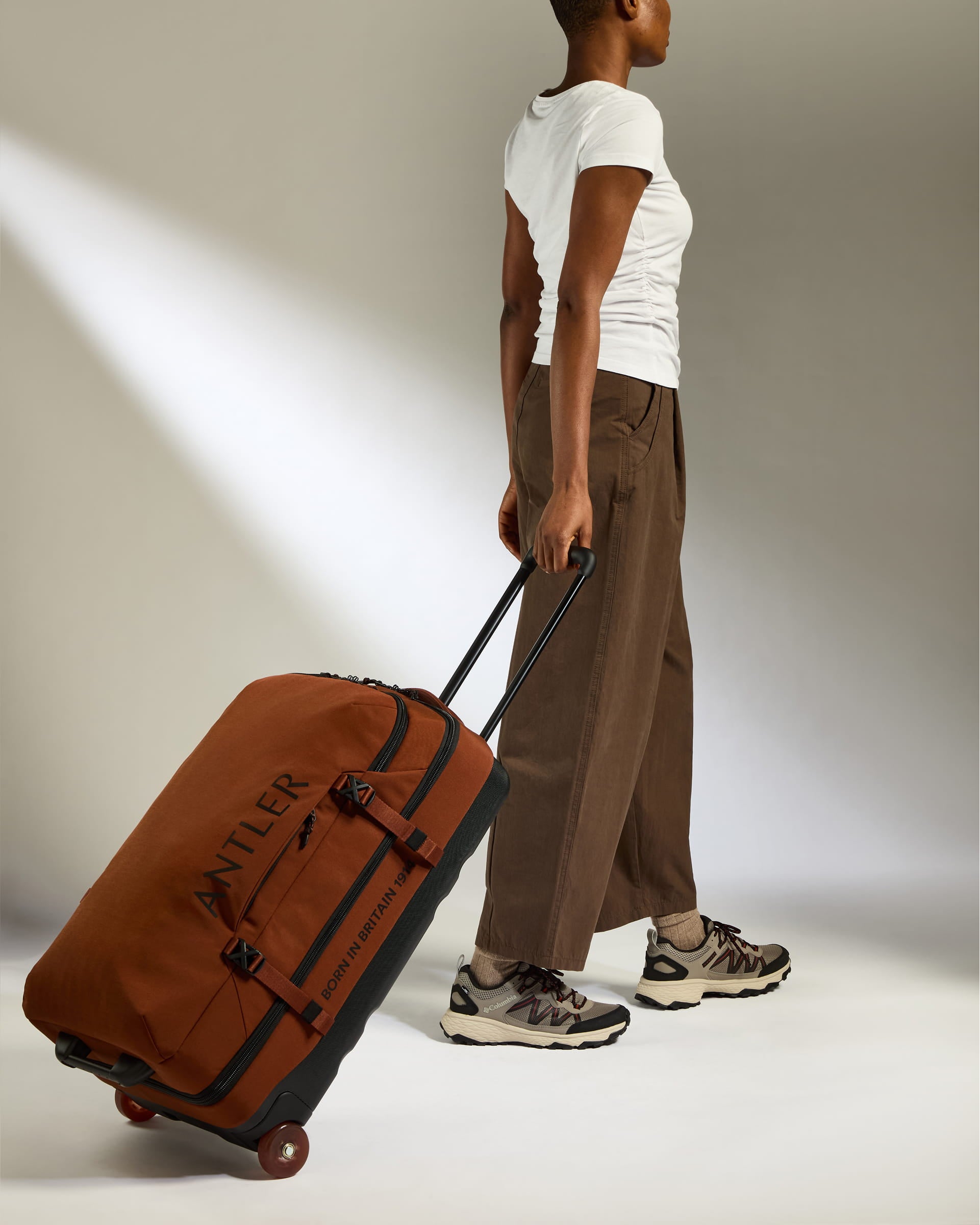 a woman with a suitcase