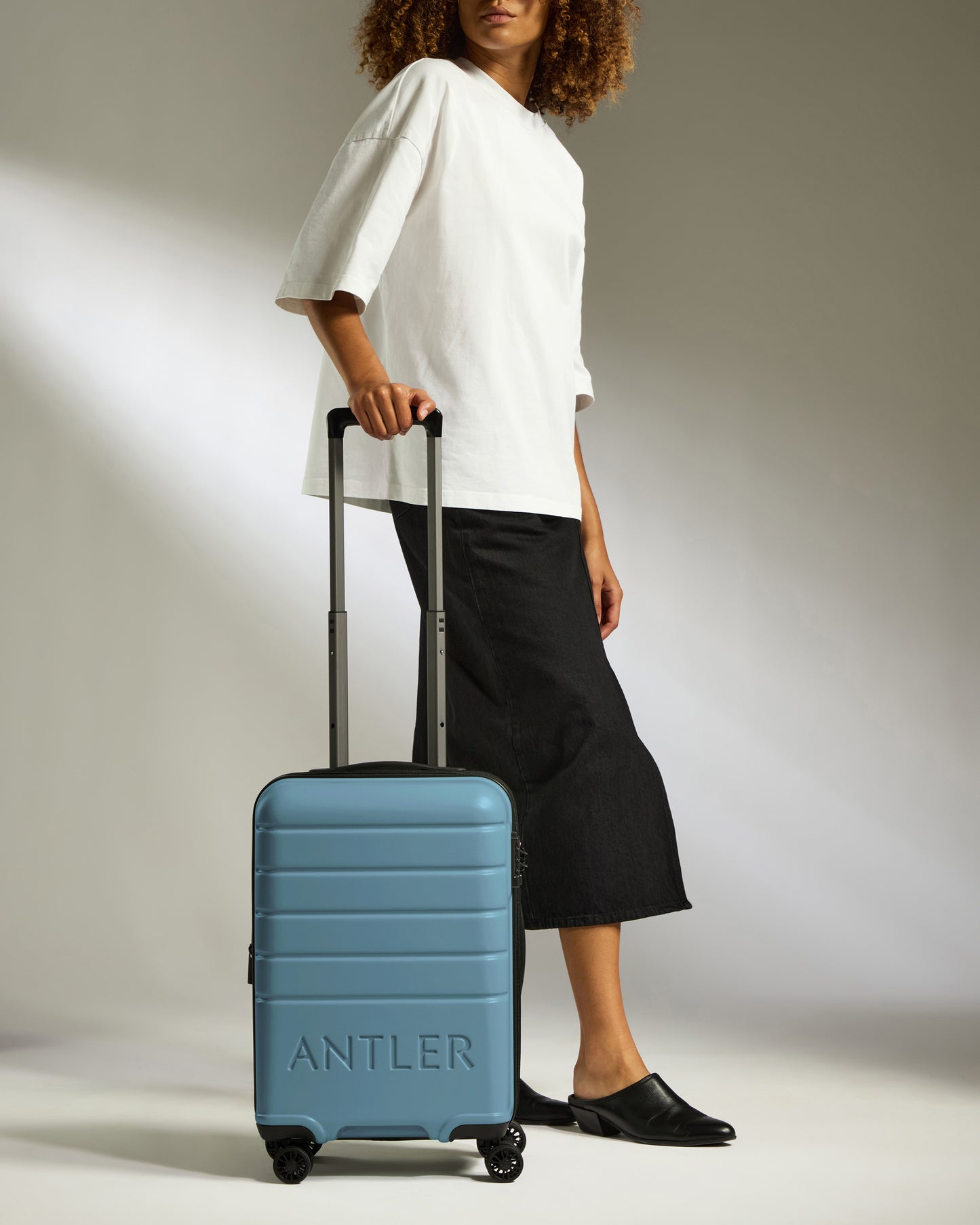 Expandable Carry-on Luggage Set in Light Blue - Logo