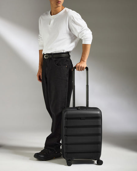 Expandable Carry-on Luggage in Black - Logo Stripe