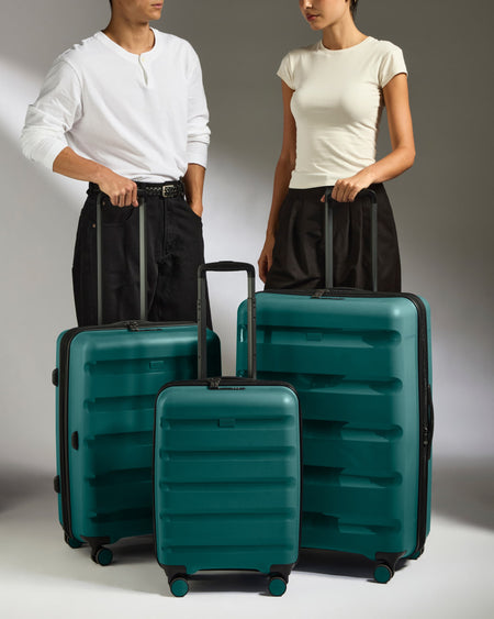Expandable Carry-on Luggage Set in Deep Teal - Logo Stripe