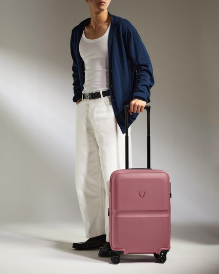Expandable Carry-on Luggage in Clay Pink - Single Stripe