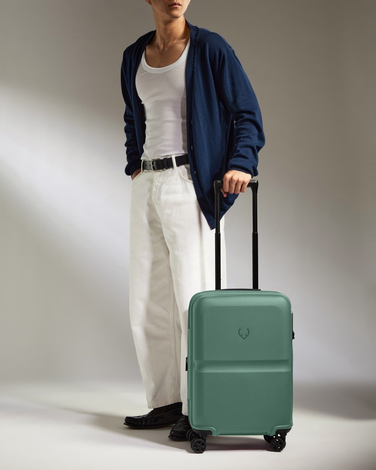 Expandable Carry-on Luggage in Seagrass Green - Single Stripe