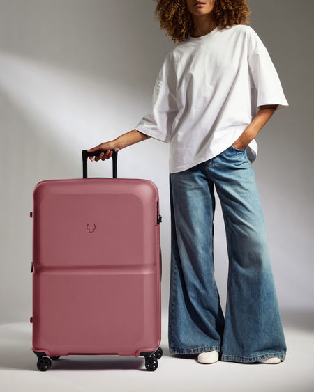 Large Luggage in Clay Pink - Single Stripe