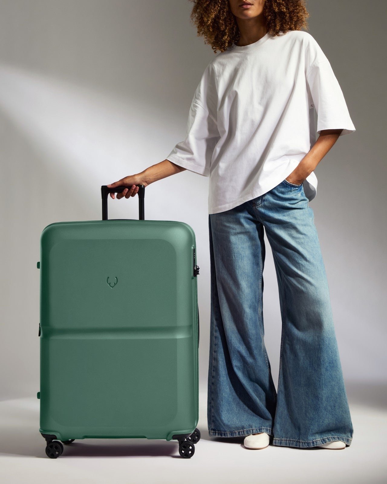 Large Luggage in Seagrass Green - Single Stripe