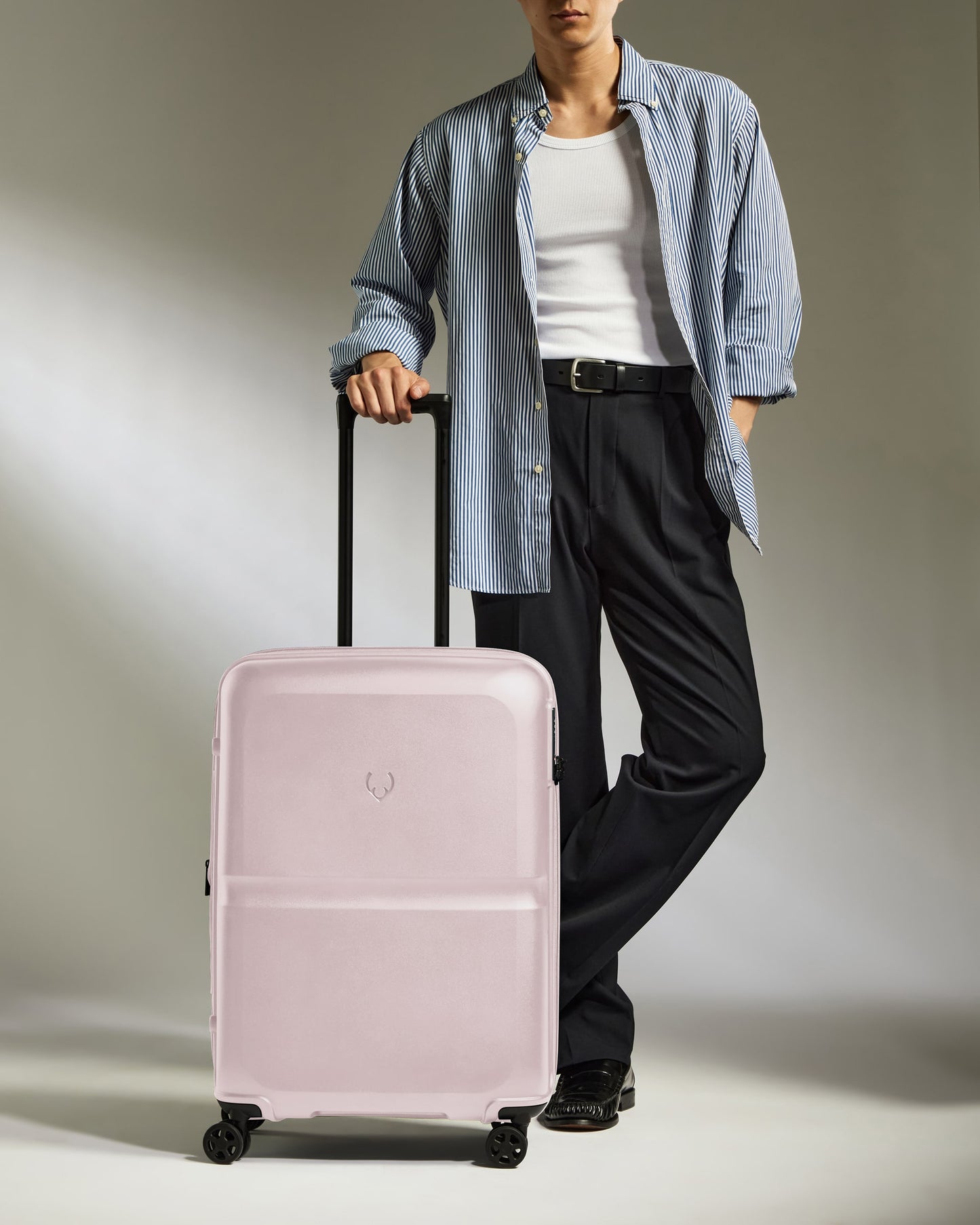 Medium Luggage in Dusk Pink - Single Stripe