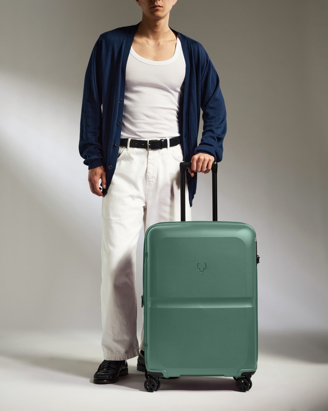 Medium Luggage in Seagrass Green - Single Stripe
