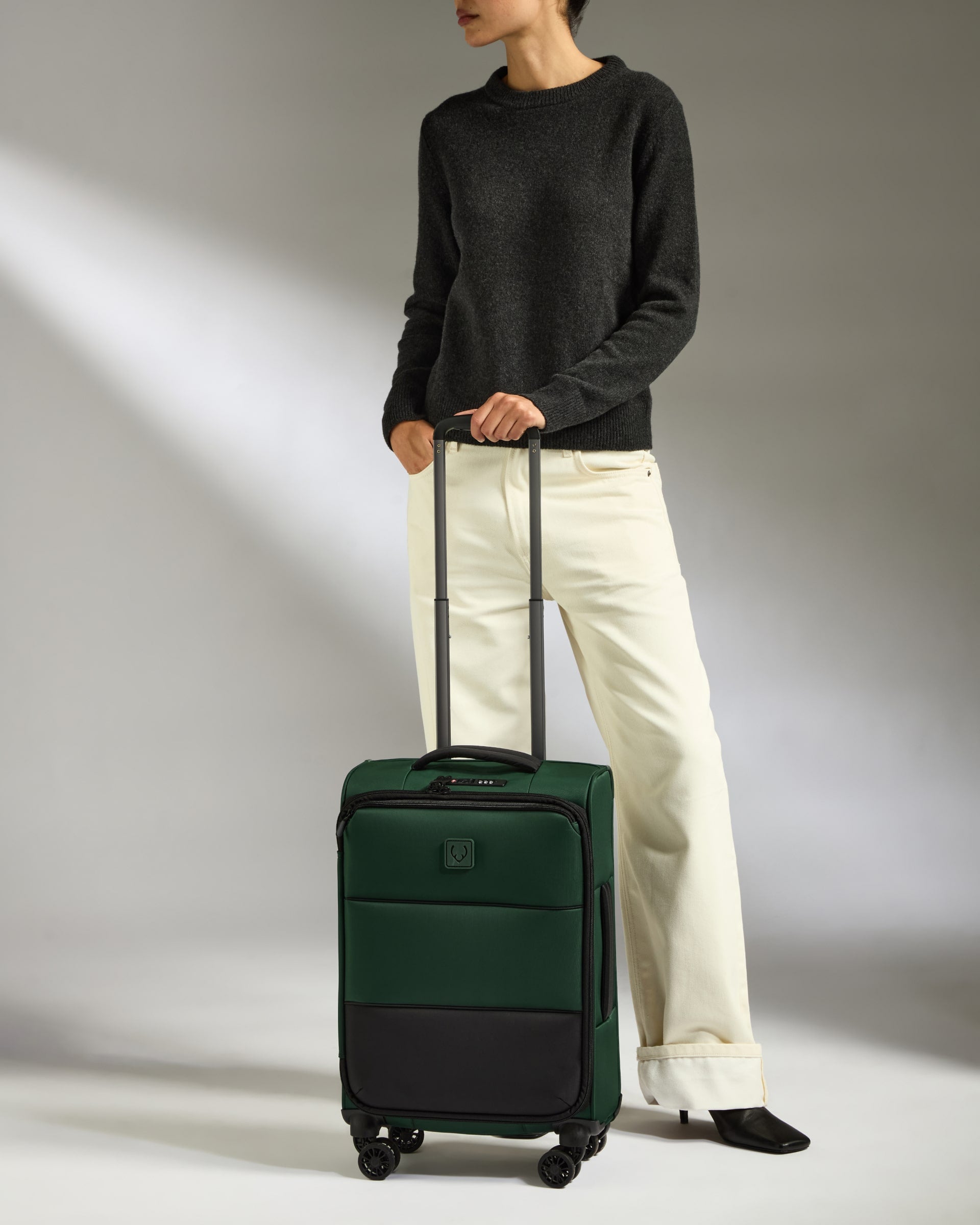 a woman with a suitcase