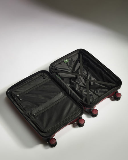 Expandable Carry-on Luggage in Soft Red - Logo Stripe