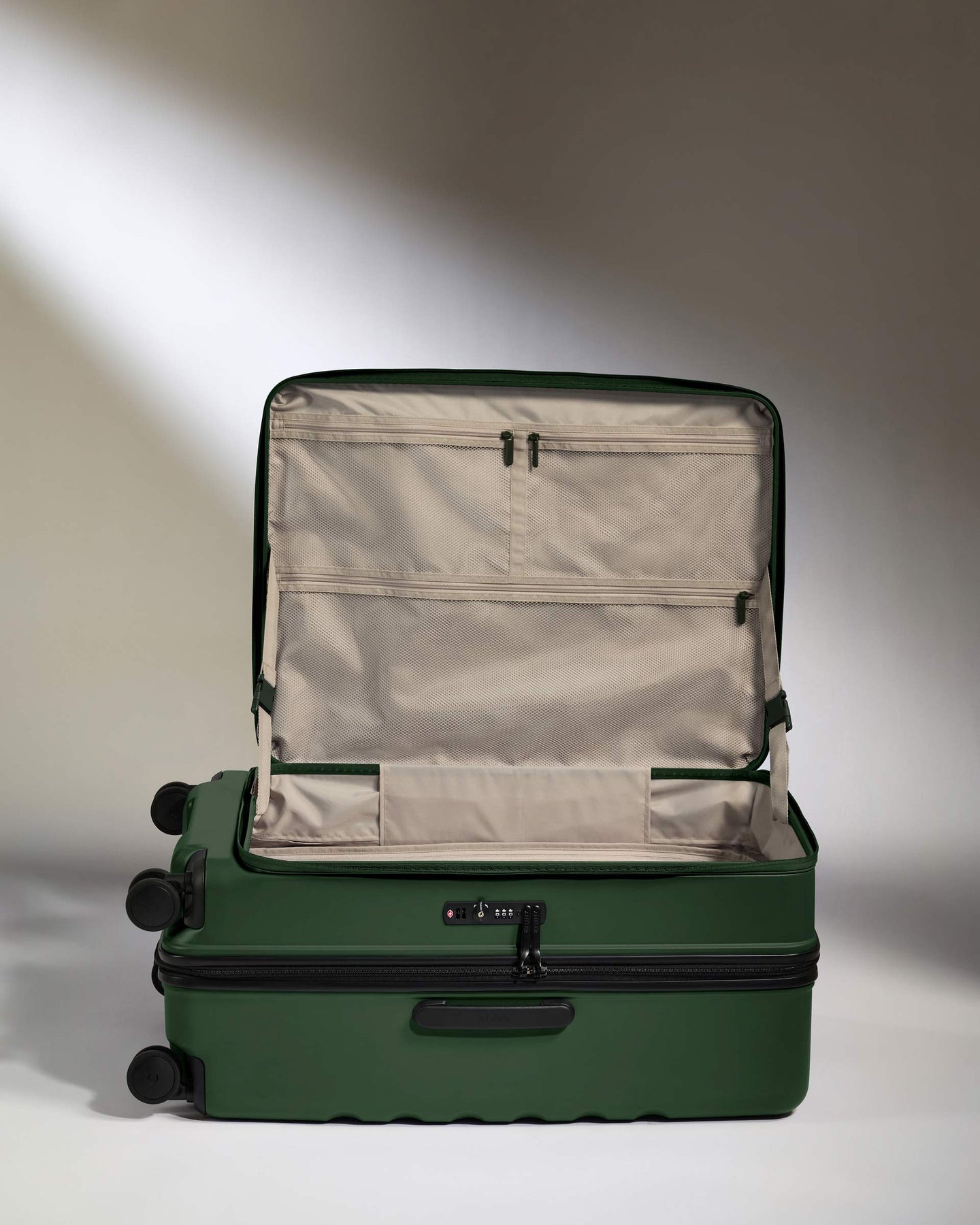 Dual Opening Large Luggage in Antler Green - Icon Stripe