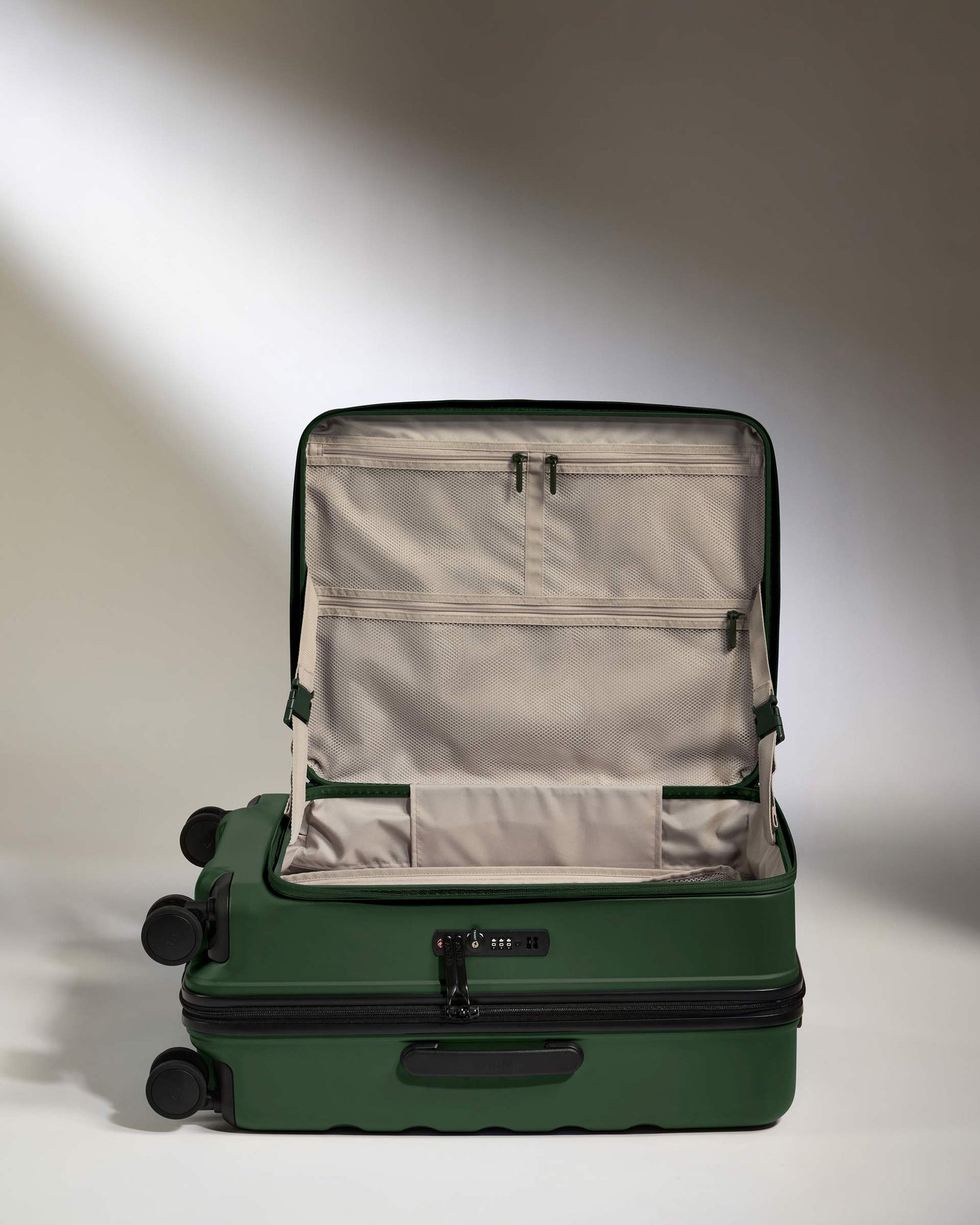 Dual Opening Medium Luggage in Antler Green - Icon Stripe