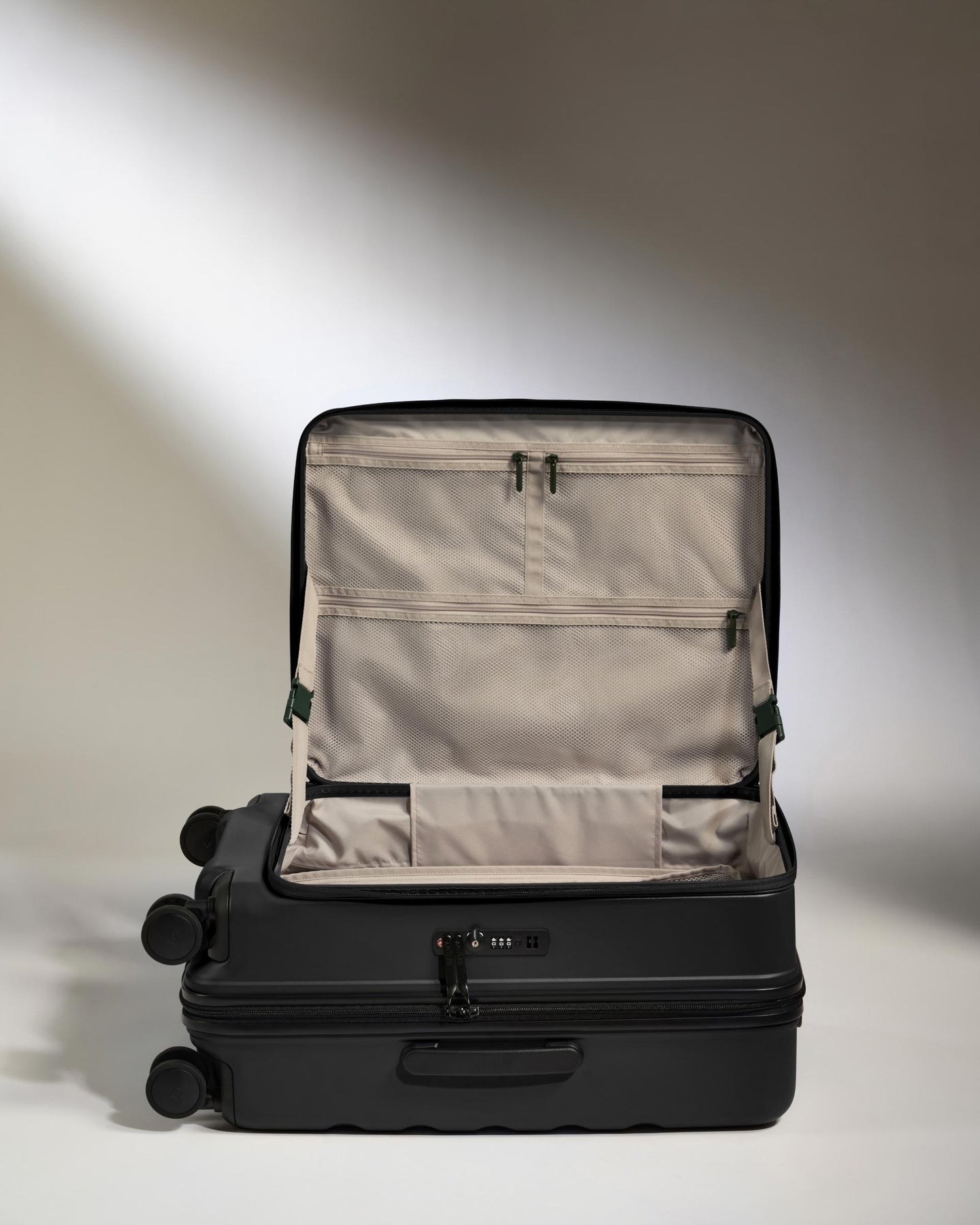 Dual Opening Medium Luggage in Black - Icon Stripe