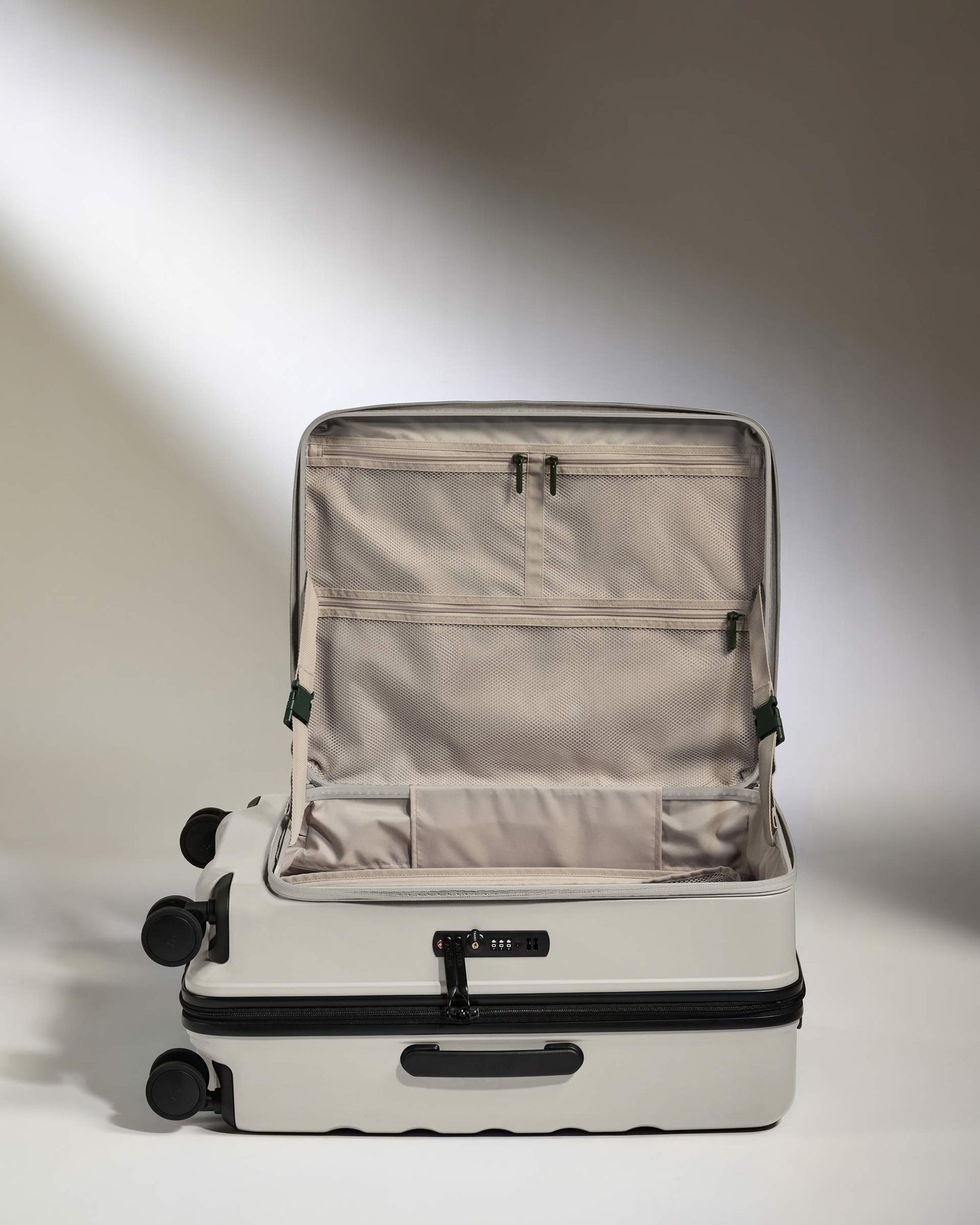 Dual Opening Medium Luggage in Taupe - Icon Stripe