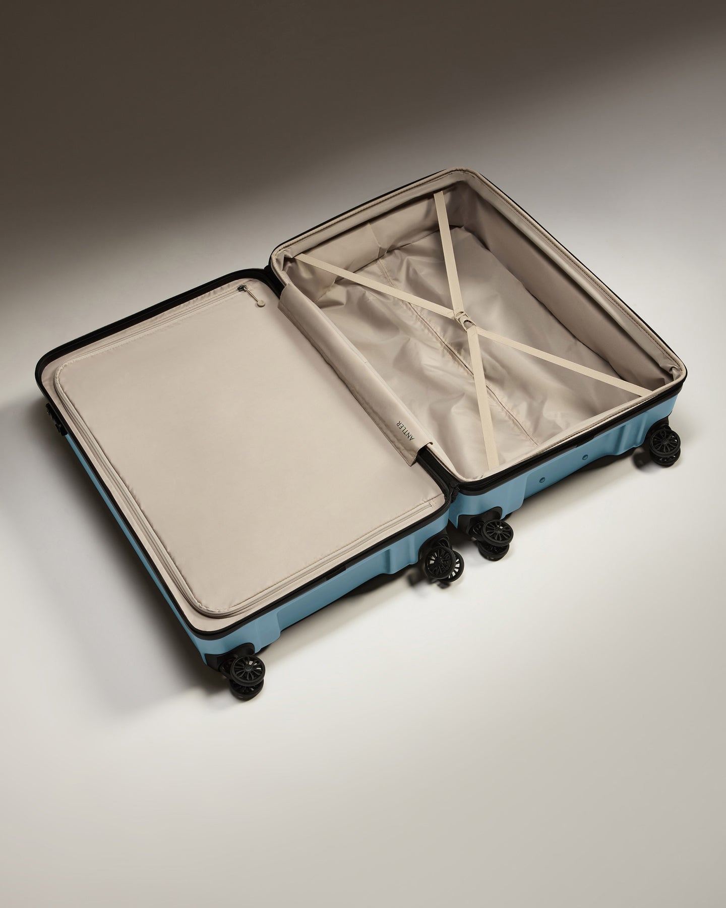 Expandable Carry-on Luggage Set in Light Blue - Logo