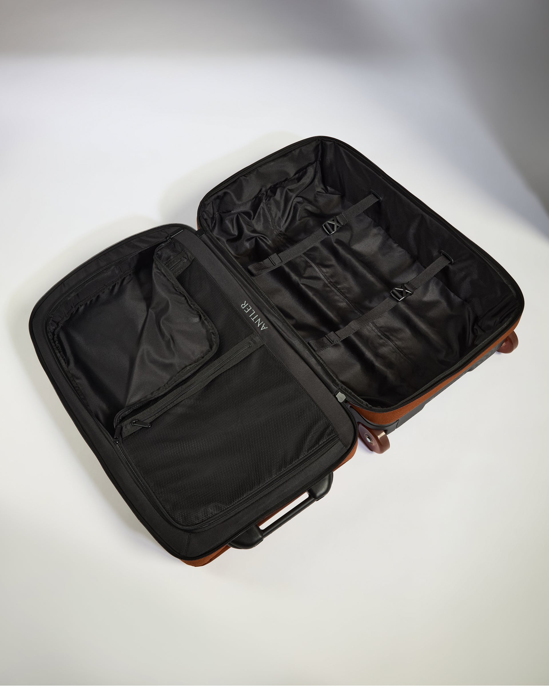 a black suitcase with a handle