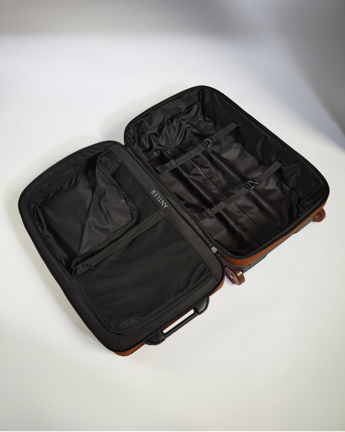 a black suitcase with a handle