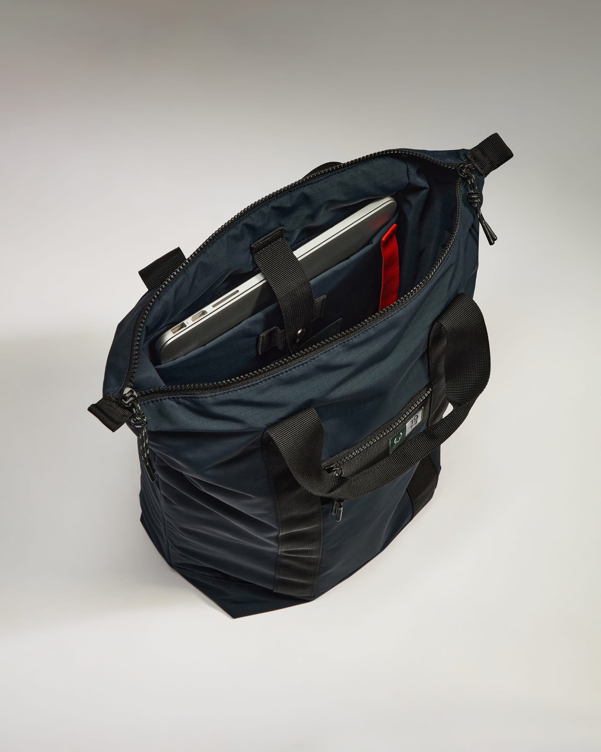 a bag with a laptop inside