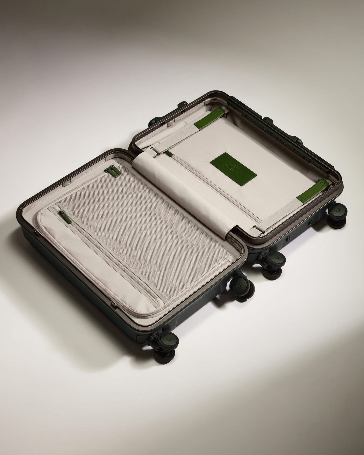 Carry-On Luggage in Dark Forest Green - Heritage Stripe