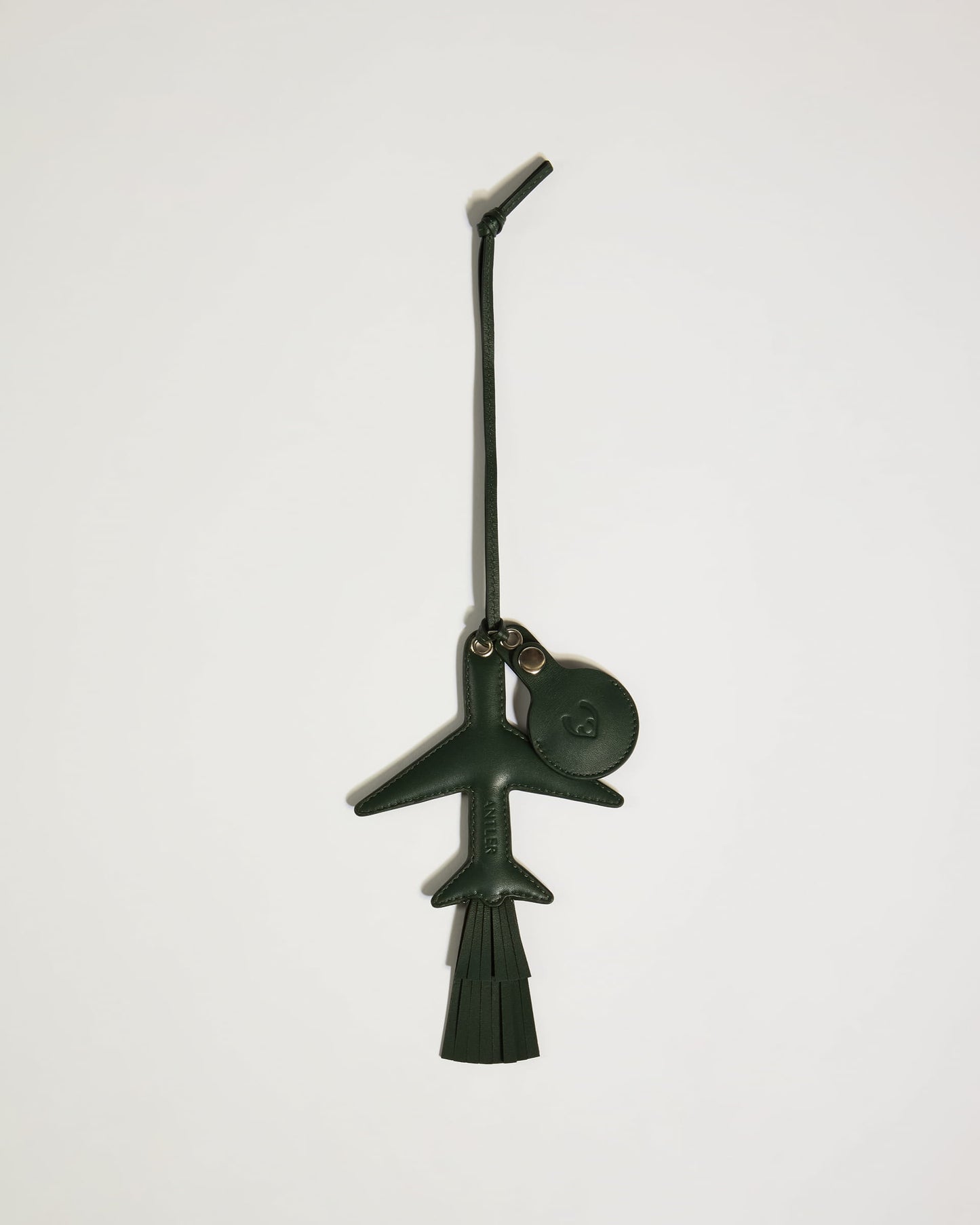 Heritage Leather Aeroplane AirTag Holder in Green