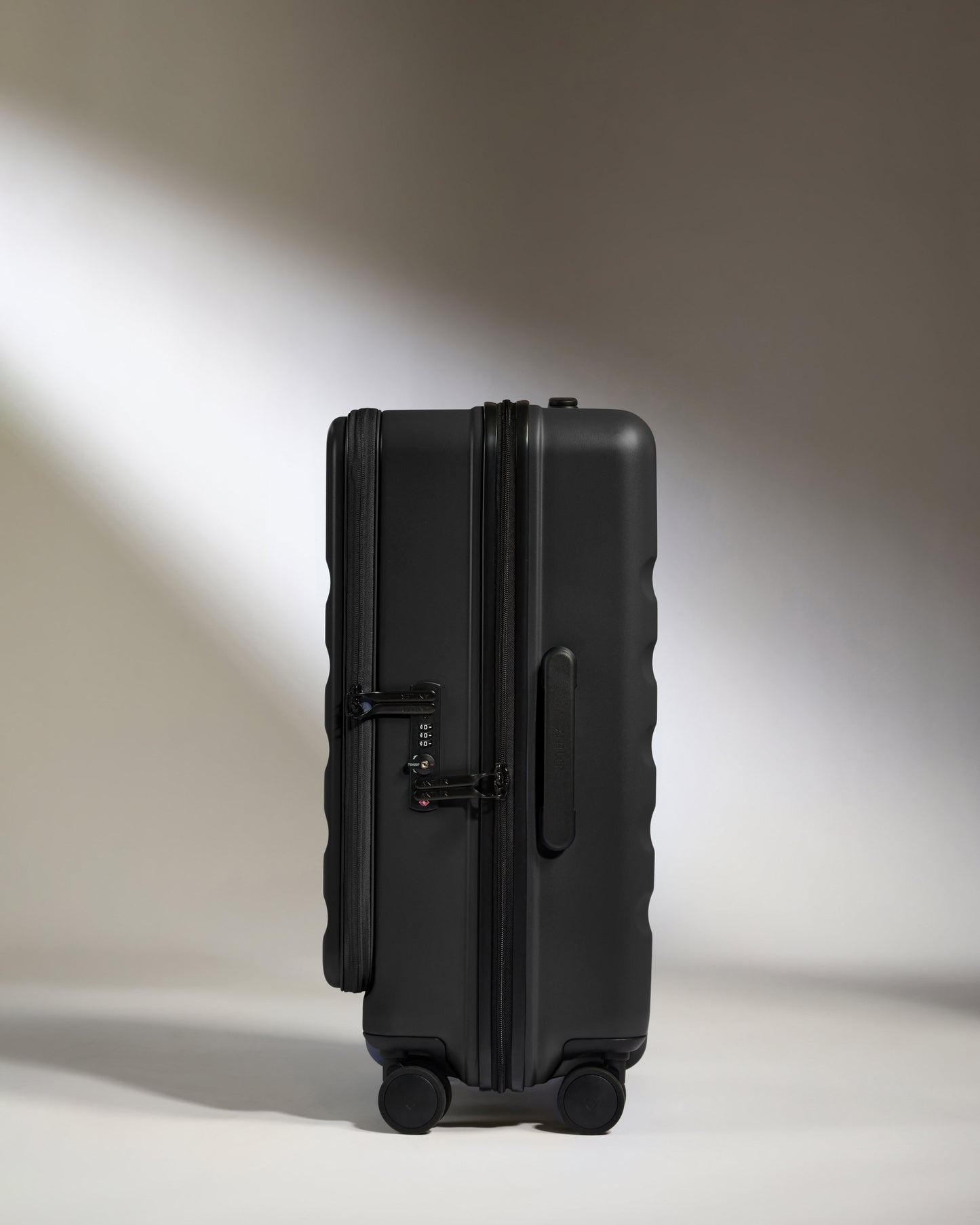 Dual Opening Medium Luggage in Black - Icon Stripe