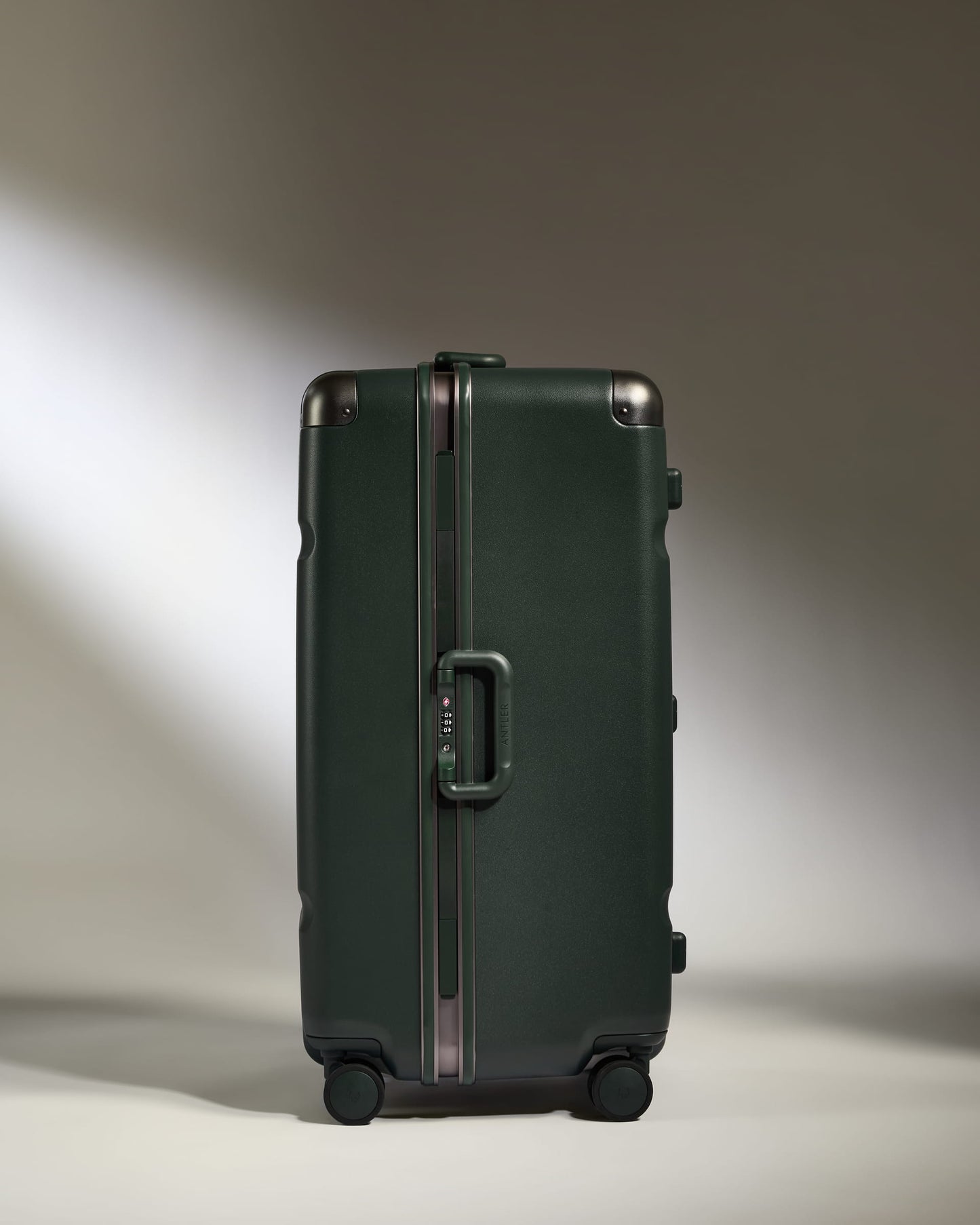 Trunk Luggage in Dark Forest Green - Heritage Stripe