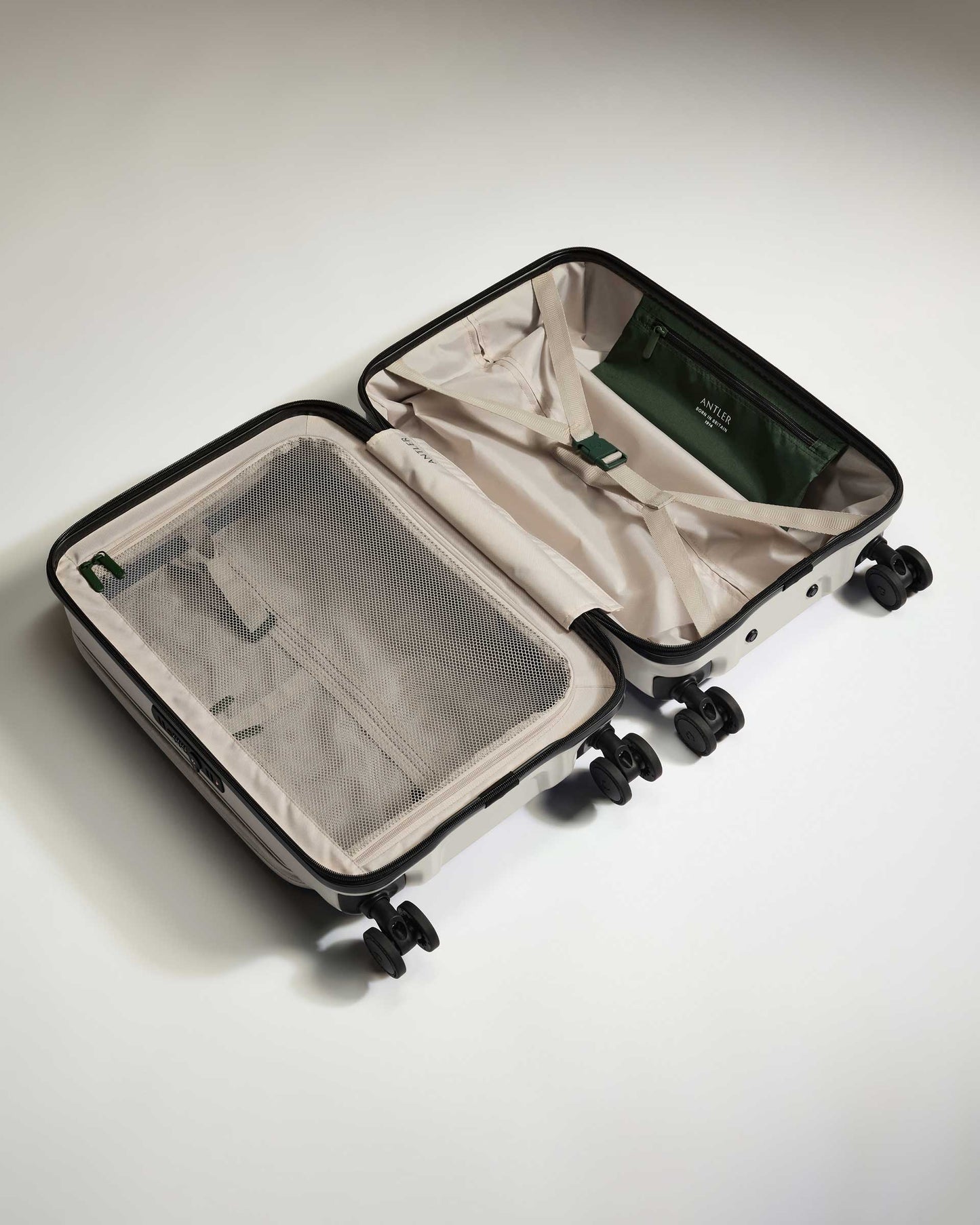 Dual Opening Carry-on Luggage in Taupe - Icon Stripe
