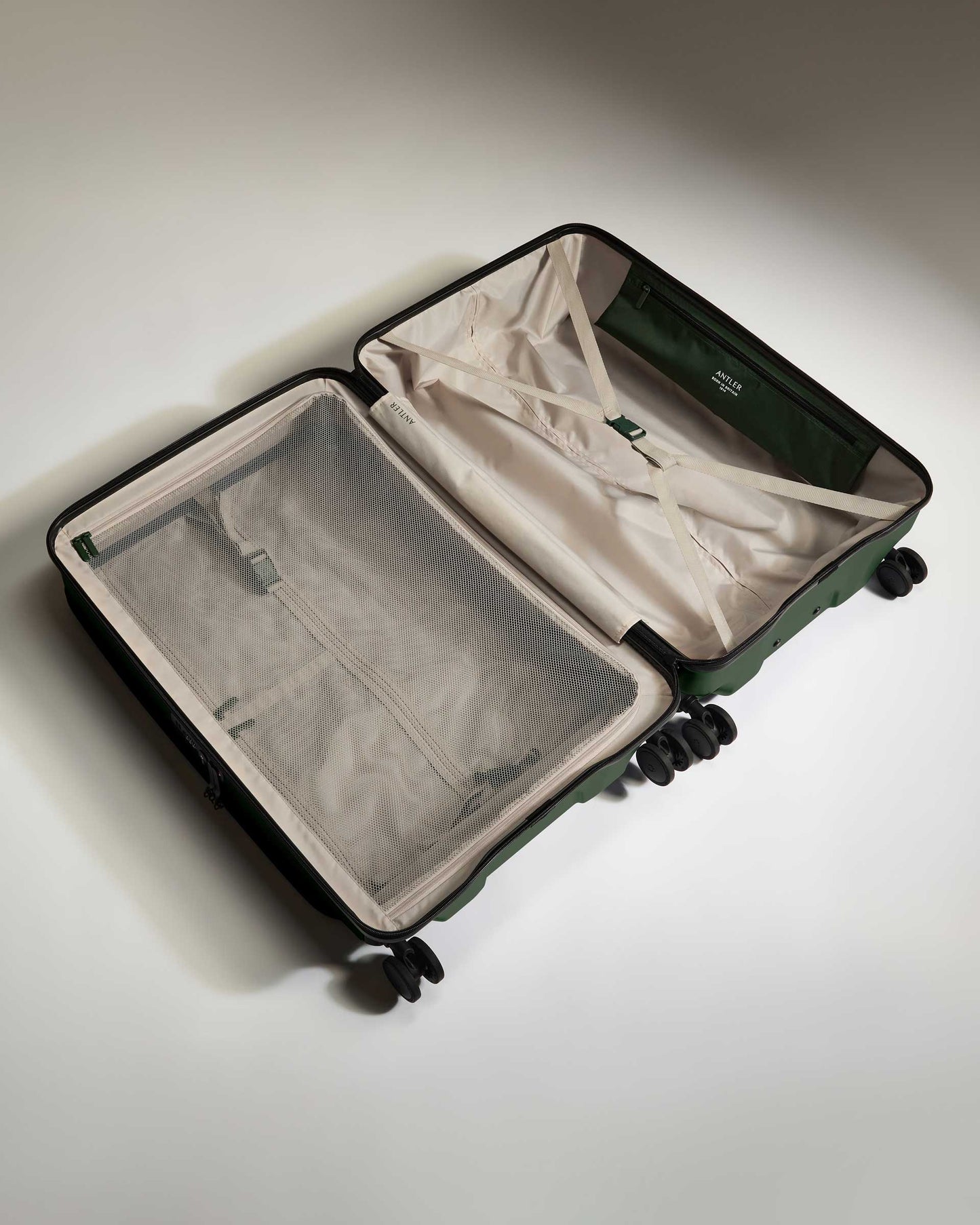 Dual Opening Large Luggage in Antler Green - Icon Stripe