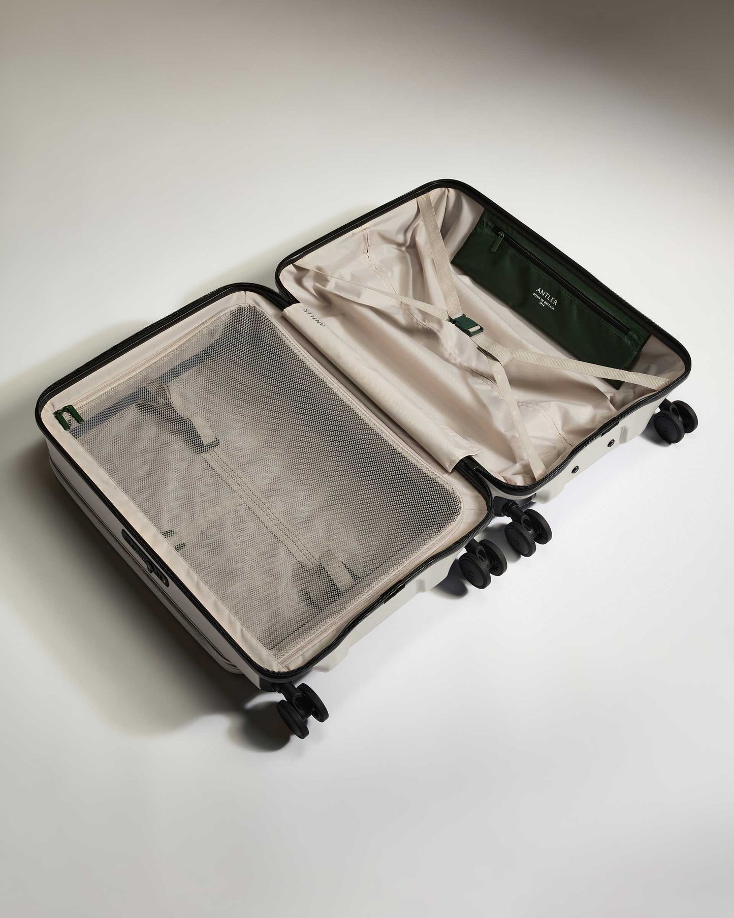 Dual Opening Medium Luggage in Taupe - Icon Stripe