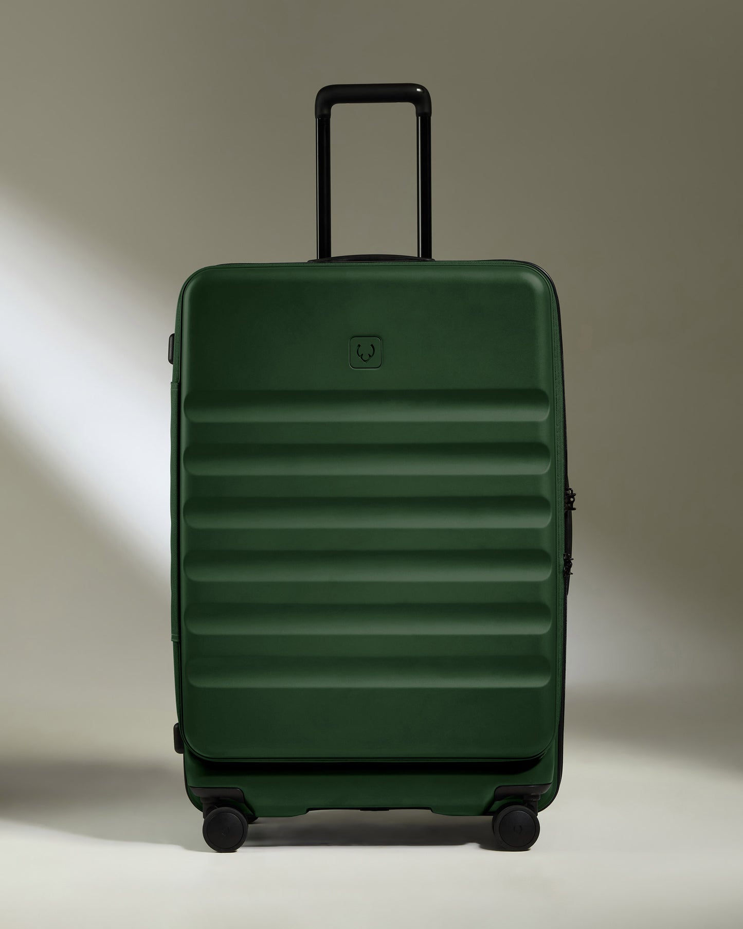 Dual Opening Large Luggage in Antler Green - Icon Stripe