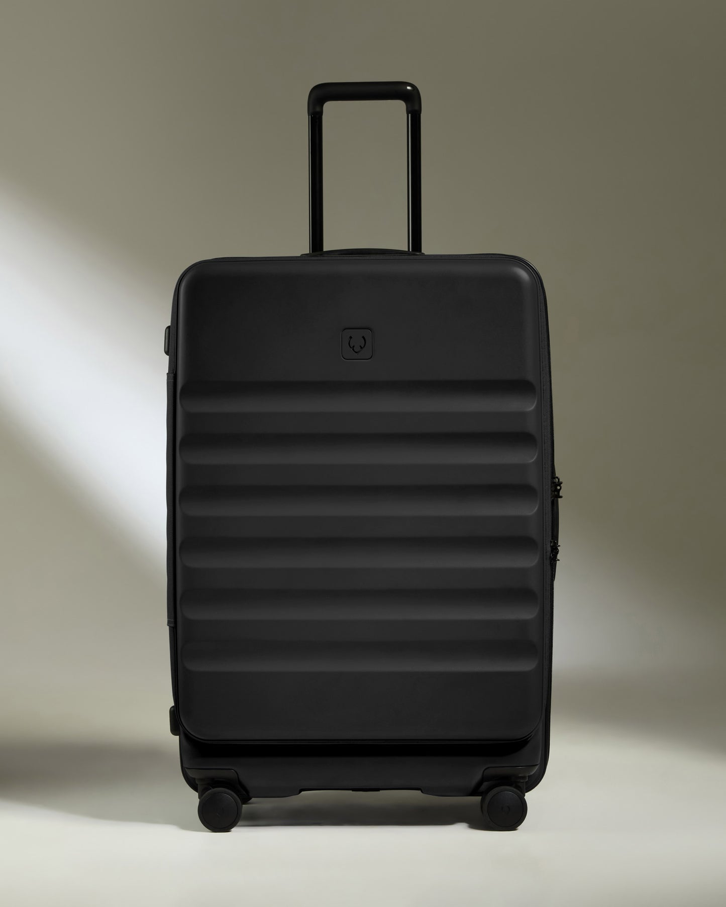 Dual Opening Large Luggage in Black - Icon Stripe