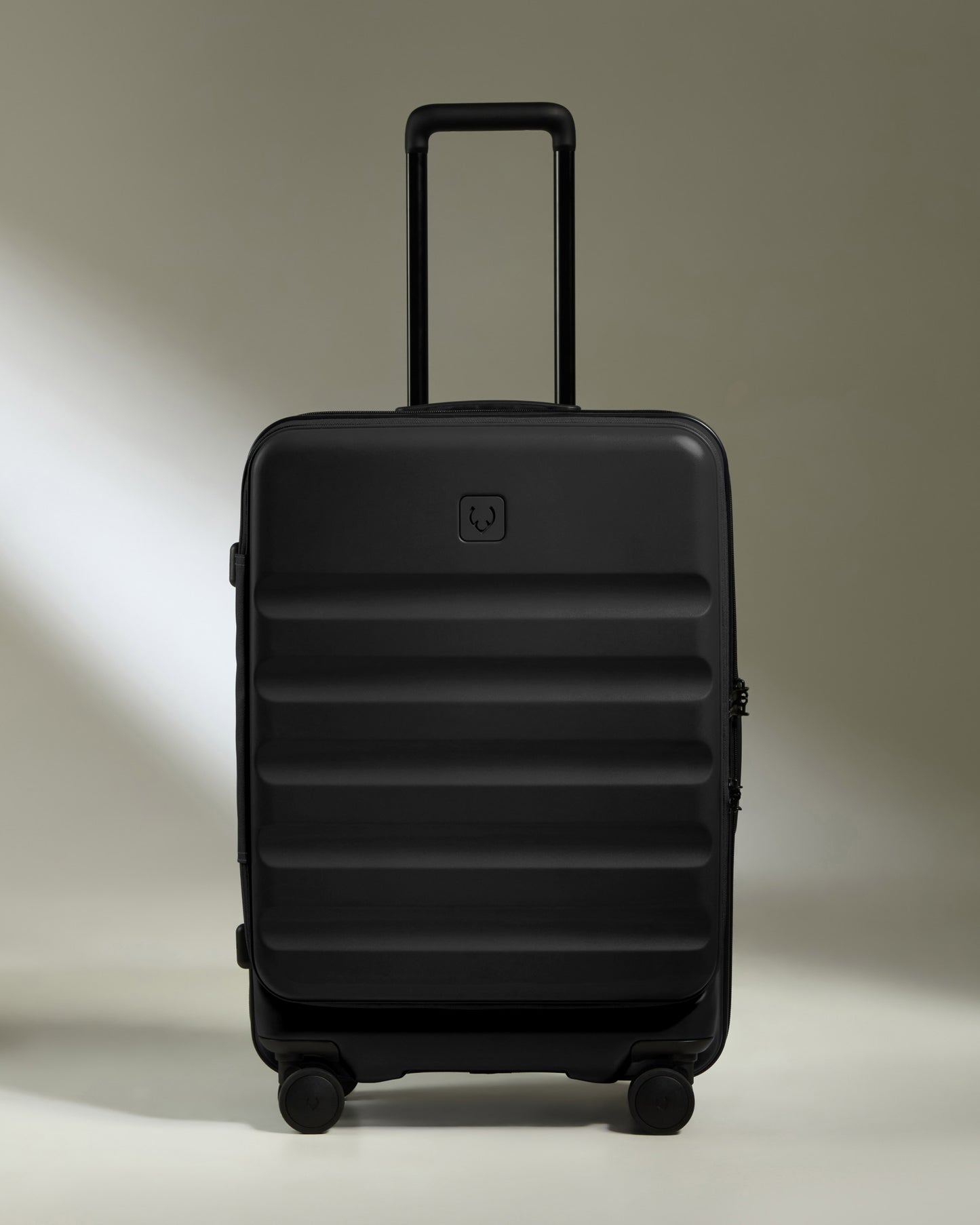 Dual Opening Medium Luggage in Black - Icon Stripe
