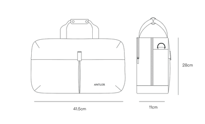 a black and white drawing of a briefcase and a bag