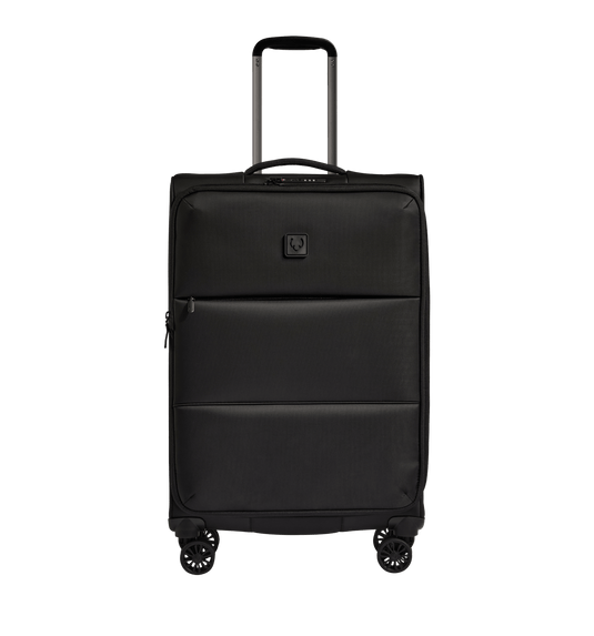 a black suitcase with wheels