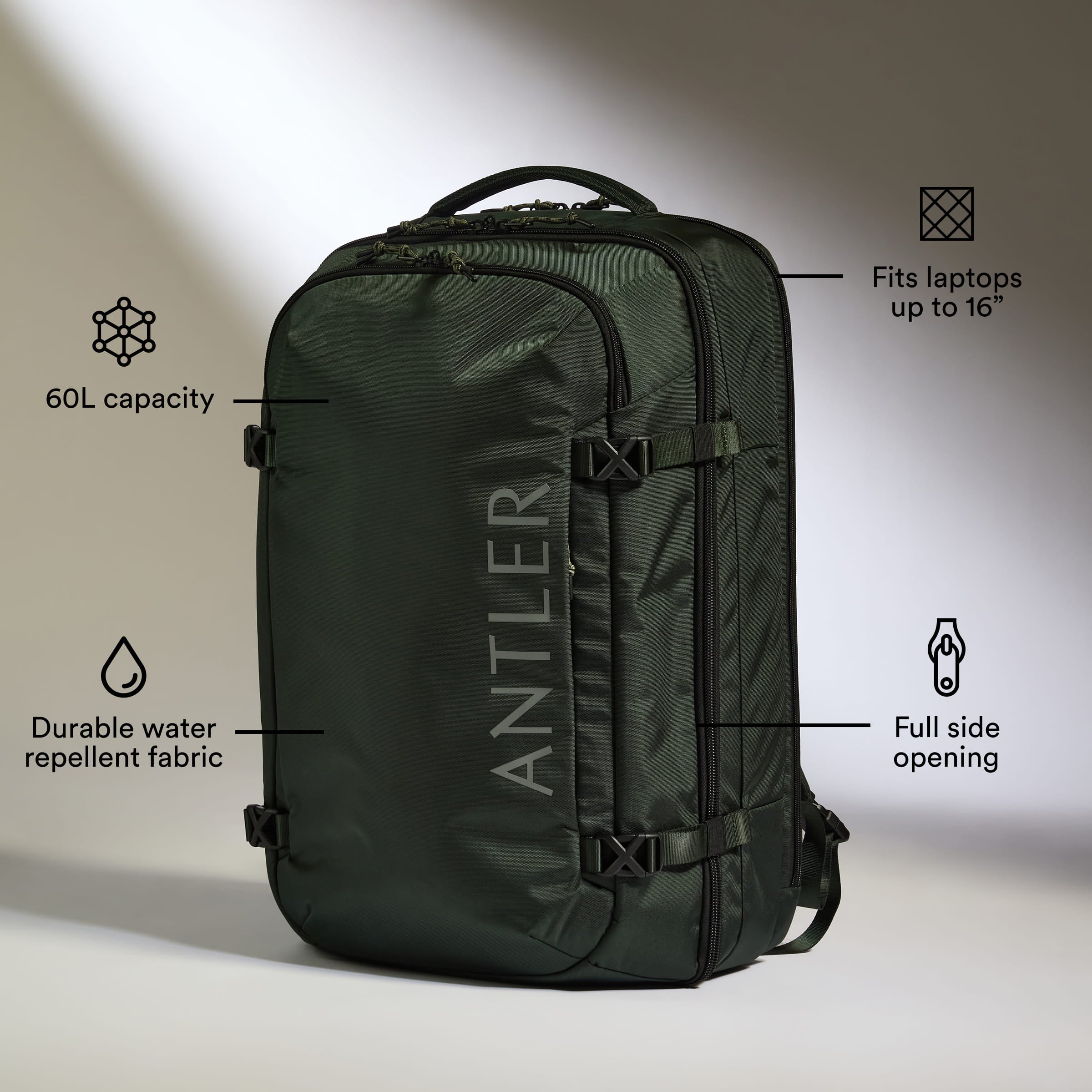Discovery 60L Backpack in Green | Rucksacks & Travel Bags – Antler
