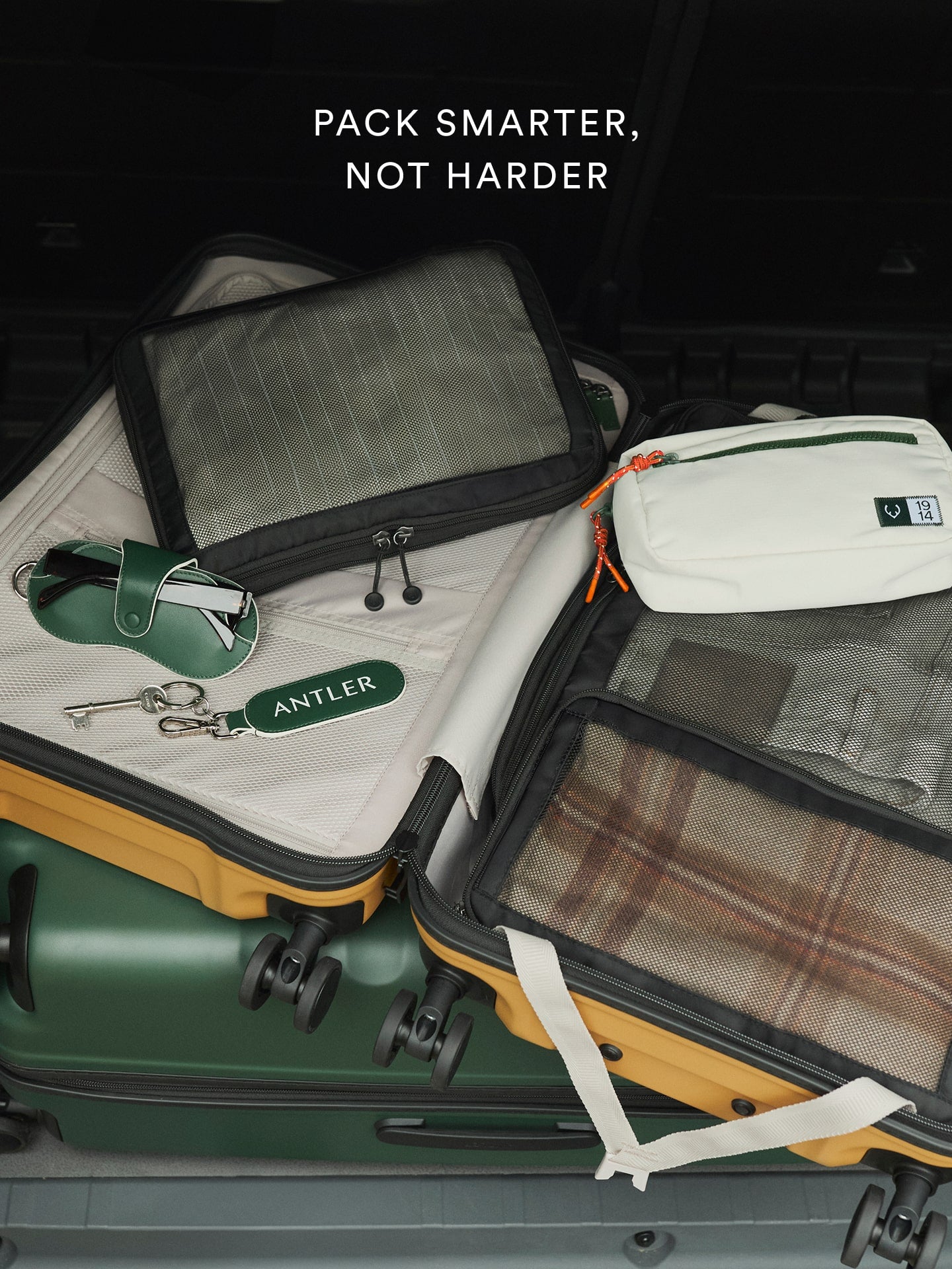 a group of luggage in a car