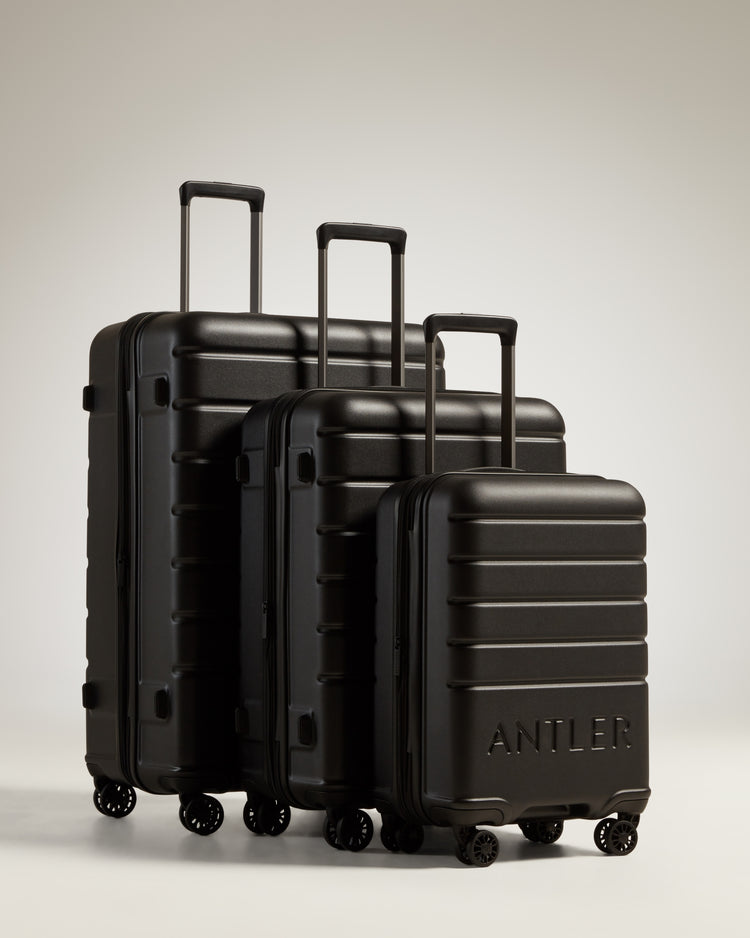 Expandable Carry-on Luggage Set in Black - Logo