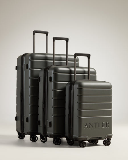 Expandable Carry-on Luggage Set in Moss Grey - Logo