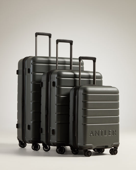 Expandable Carry-on Luggage Set in Moss Grey - Logo