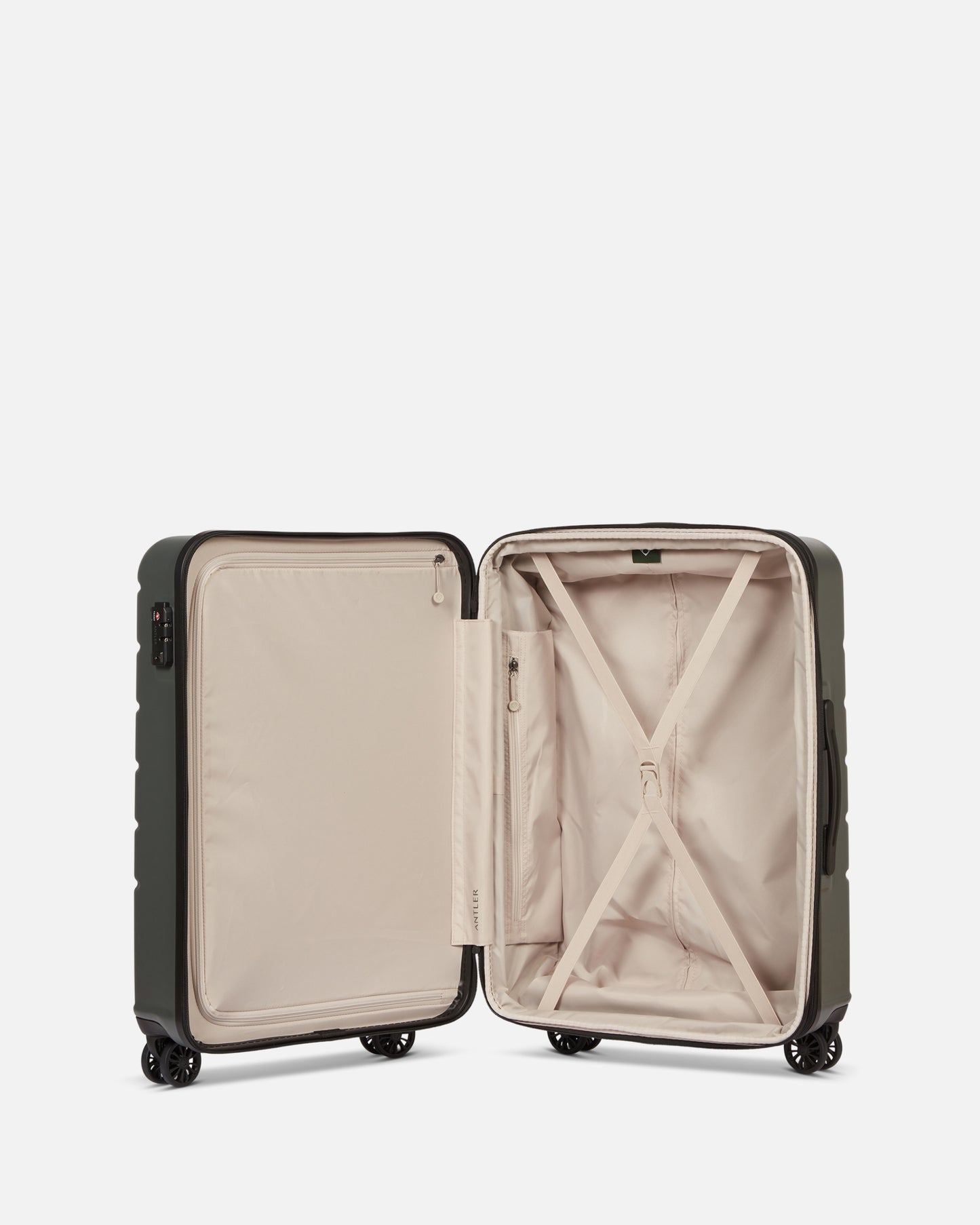 Expandable Carry-on Luggage Set in Moss Grey - Logo