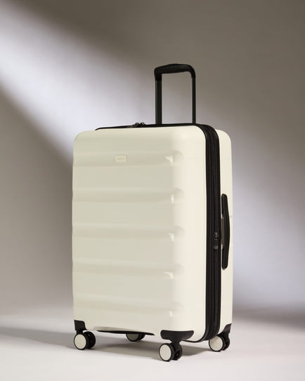 Antler Luggage -  Medium Suitcase in White - Logo Stripe - Hard Suitcase - Medium Medium Suitcase White - Logo Stripe | Lightweight Hard Shell Luggage